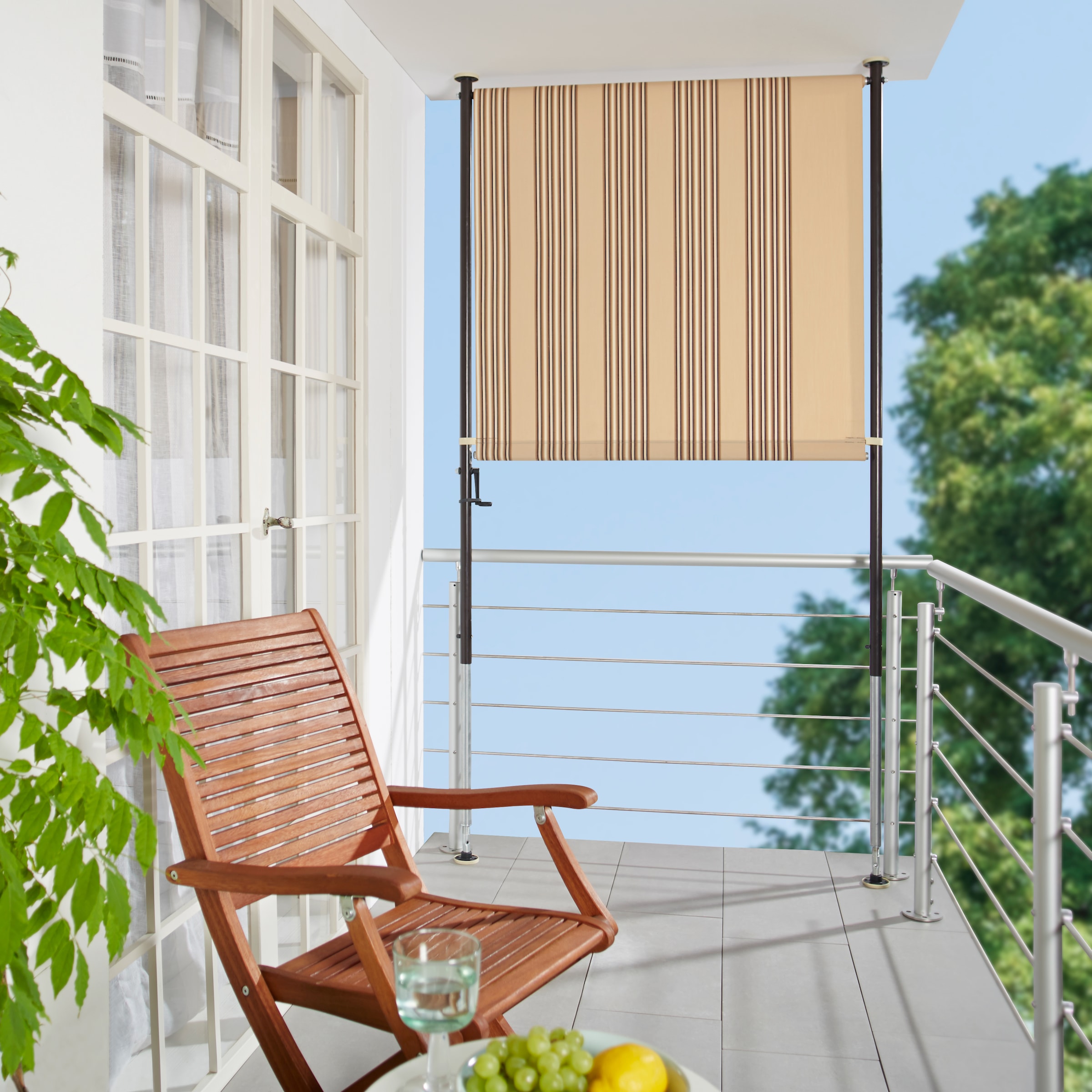 Angerer Freizeitmöbel Klemm-Senkrechtmarkise, beige/braun, BxH: 120x225 cm