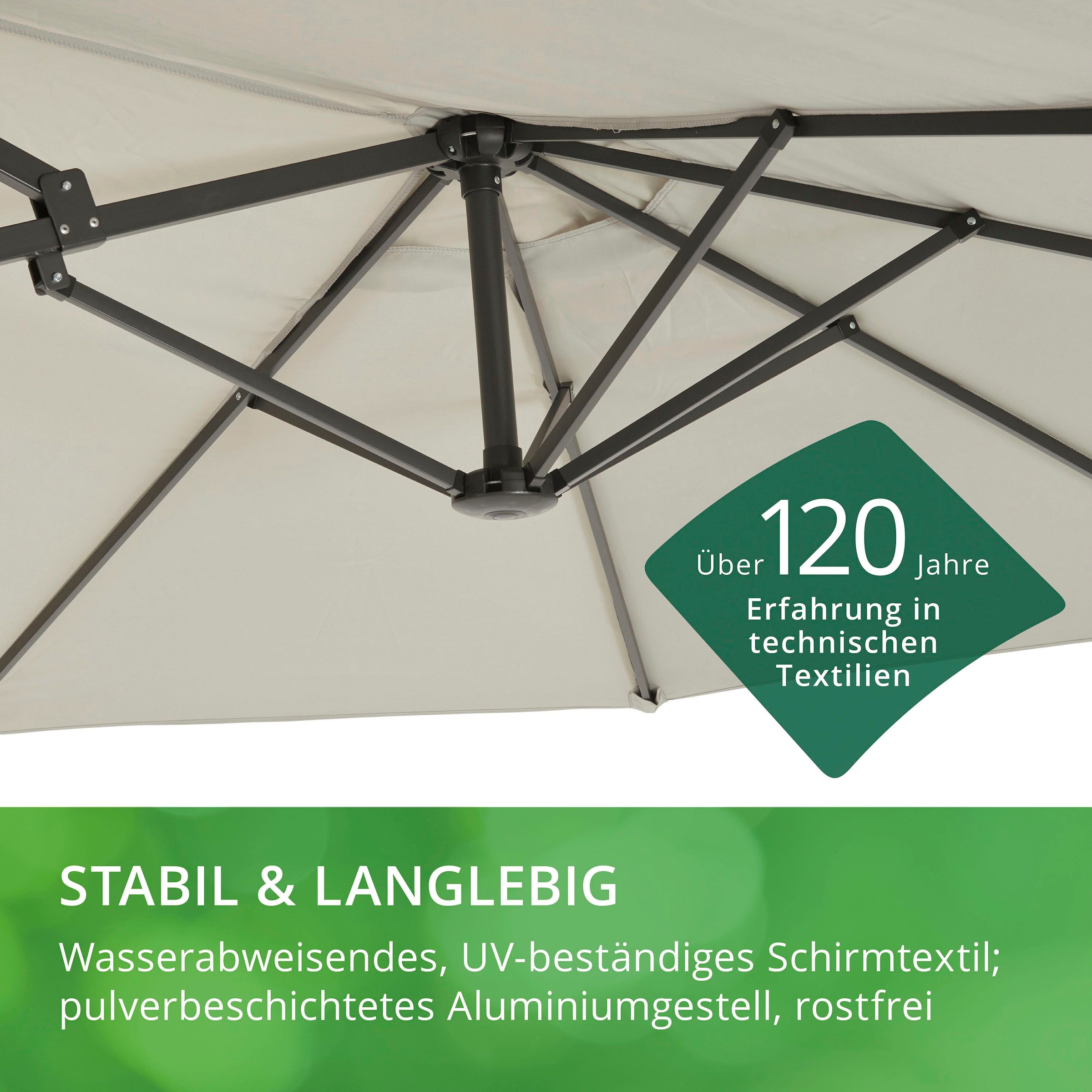 Leco Sonnenschirm »Oval-Schirm "DAS ORIGINAL" 4,6x2,7 m«, Aluminium-/Stahlrohrgestell