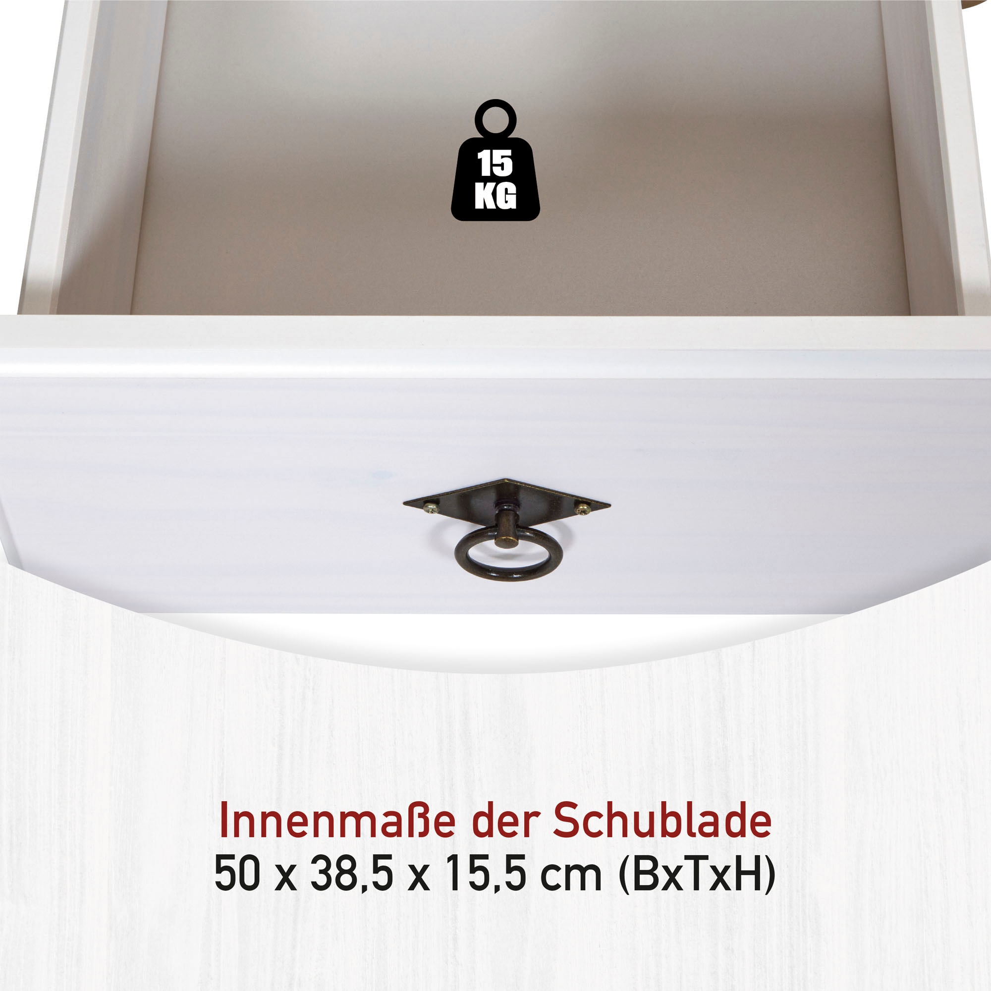 Inter Link TV-Board »Halmaro, Kiefer Massivholz, Soft-close, 159 x 46 x 65 cm, Stauraum« 1 Stk. tlg. TV Lowboard in Weiss, Grau/Lava, Landhausstil, 2 Türen, 1 Schublade