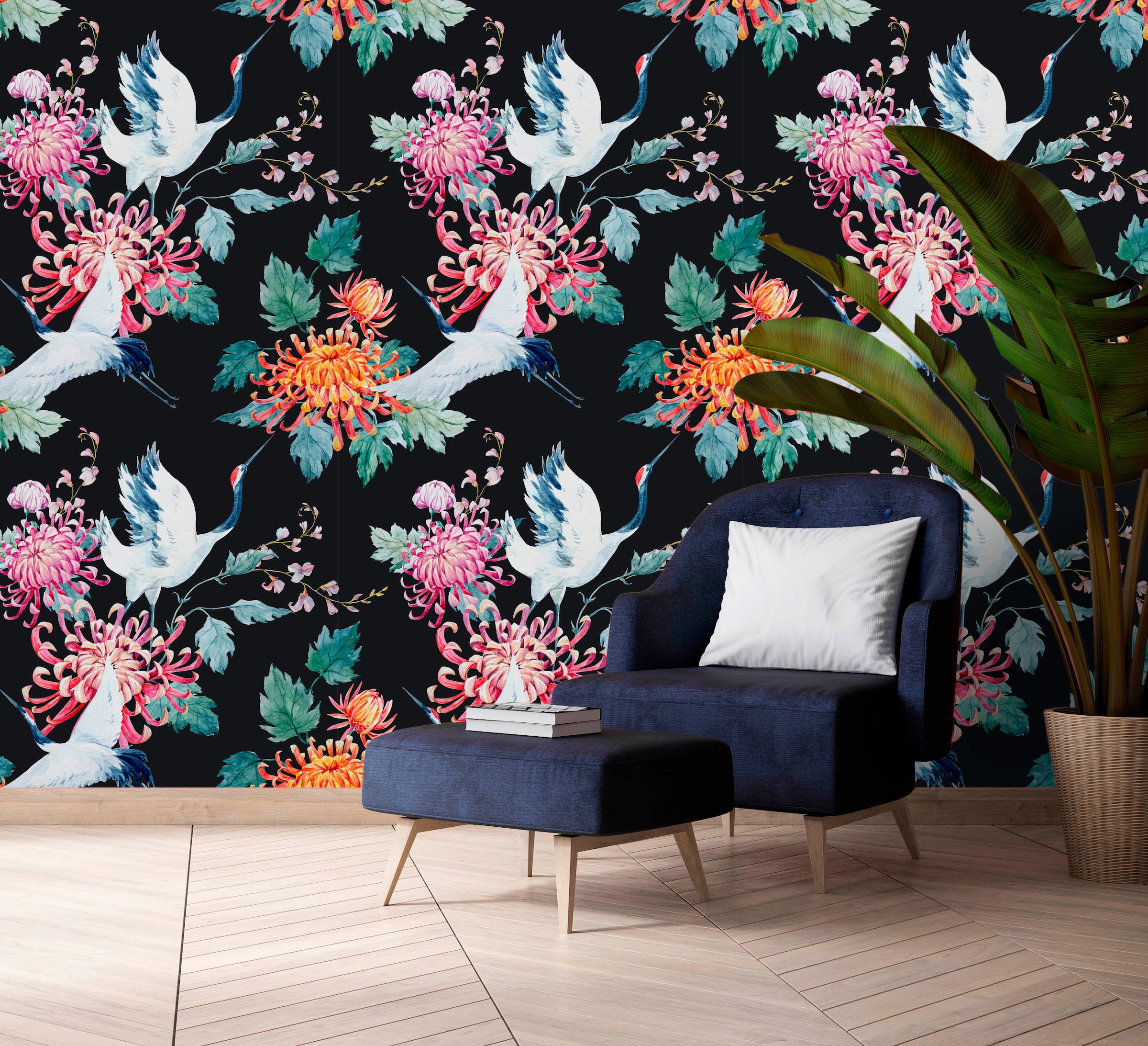 queence Vinyltapete »Irina«, bedruckt-Motiv-botanisch-floral-gemustert-natürlich, 90x250cm, selbstklebend, kinderleichte Anbringung, Sticker