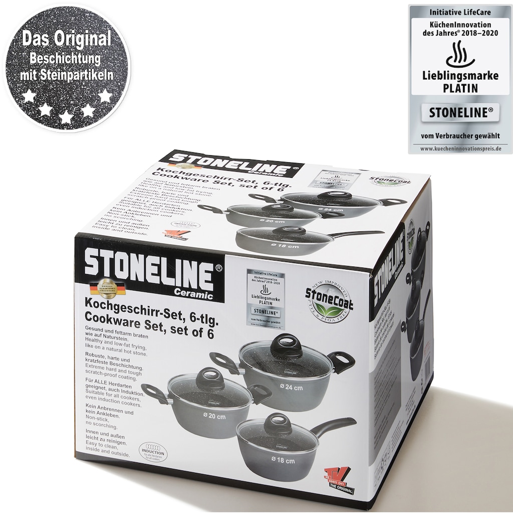 STONELINE Topf-Set »CERAMIC«, Aluminium, (Set, 6 tlg., 1x Bratentopf Ø 24 cm, 1x Kasserolle Ø 18 cm, 1x Kochtopf Ø 20 cm)