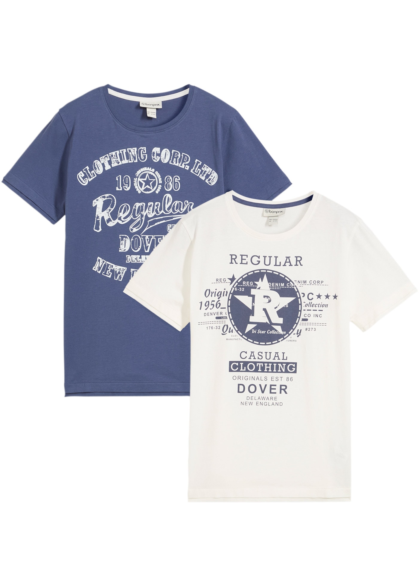 bonprix T-Shirt Packung, 2er, 2 Stk. bequeme Passform, Kurzarm-Design, aus reiner Baumwolle