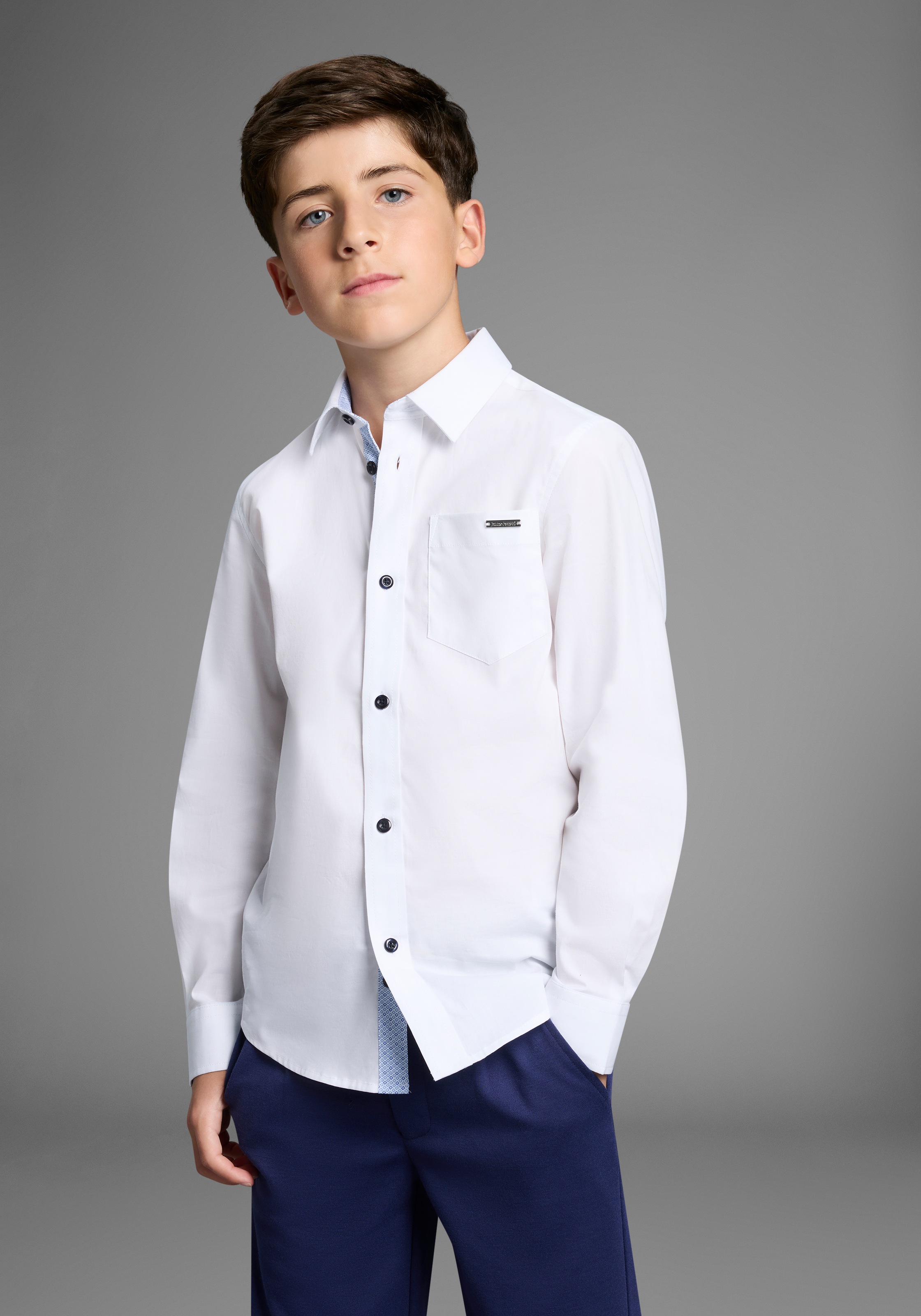 Bruno Banani Langarmhemd "Oberhemd für Jungen" Für TEENS. Elegantes Hemd