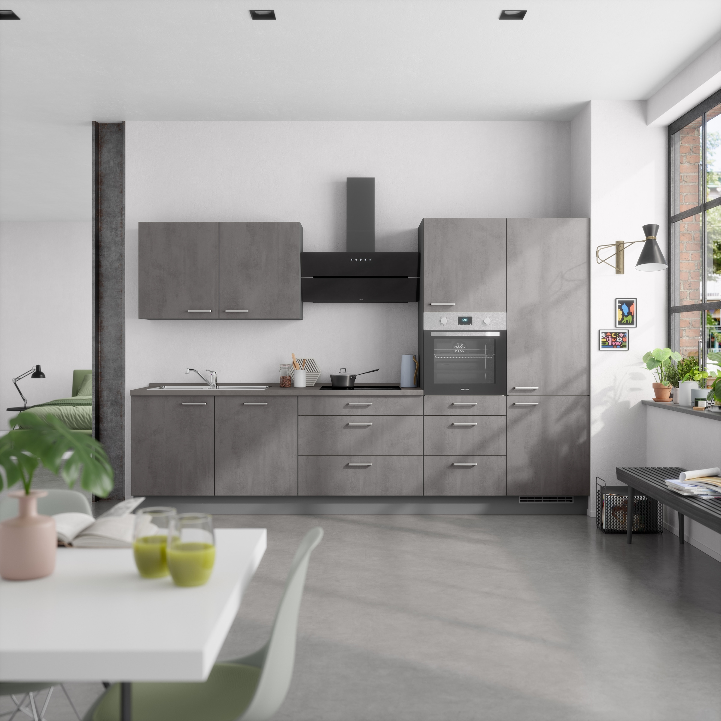 nobilia® Küchenzeile »"Riva II"«, vormontiert, Ausrichtung wählbar, Breite 330 cm, wahlw. mit E-Geräten
