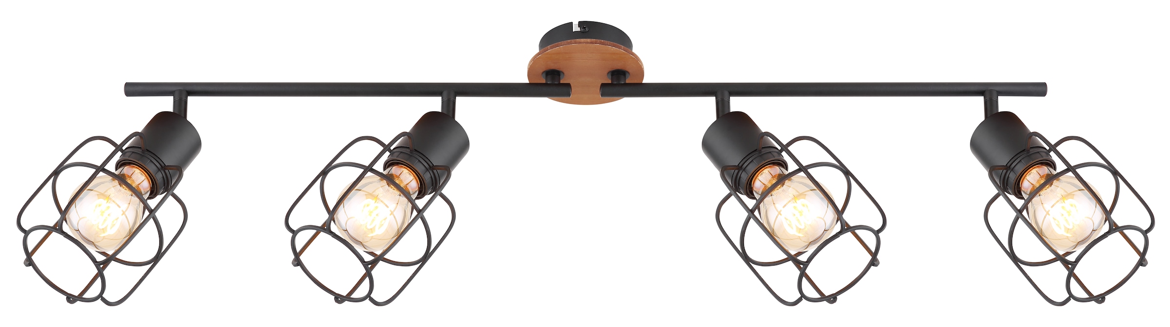 GLOBO LIGHTING Deckenstrahler »WILLA«, Leuchtmittel E27 | ohne Leuchtmittel, Deckenspot/Holz/schwarz/beweglich/Flur/Wohnzimmer/Schlafzimmer