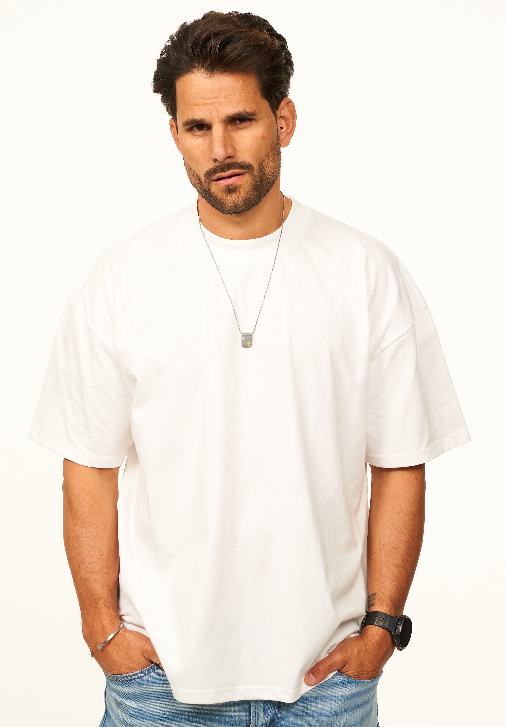 Daily Cotton T-Shirt »Kurzarm Oversize aus 100% Baumwolle mit Rundhalsausschnitt Crew Neck für Herren« Basic Oberteil Crew-Neck kurzärmlig aus 100% Baumwolle für Männer