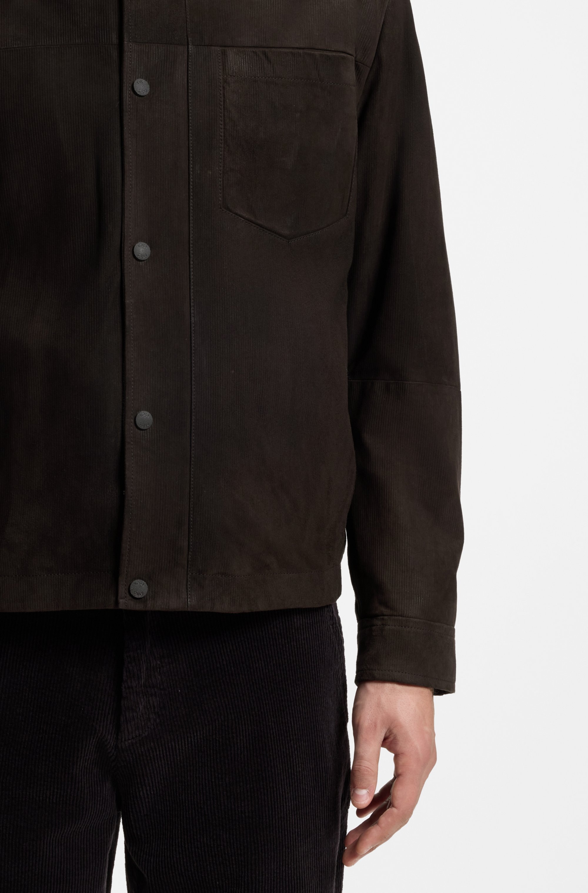 BOSS ORANGE Lederjacke »Jomod« Wildleder-Charakter, Regular Fit, Druckknöpfe