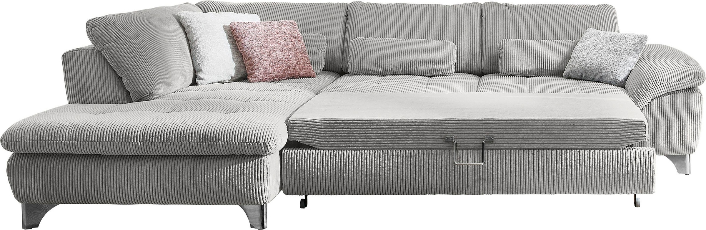 Die PlanBar Ecksofa »MP-IN14007 L-Form«, wahlweise mit Bettfunktion und verstellbaren Kopfstützen, in Cord