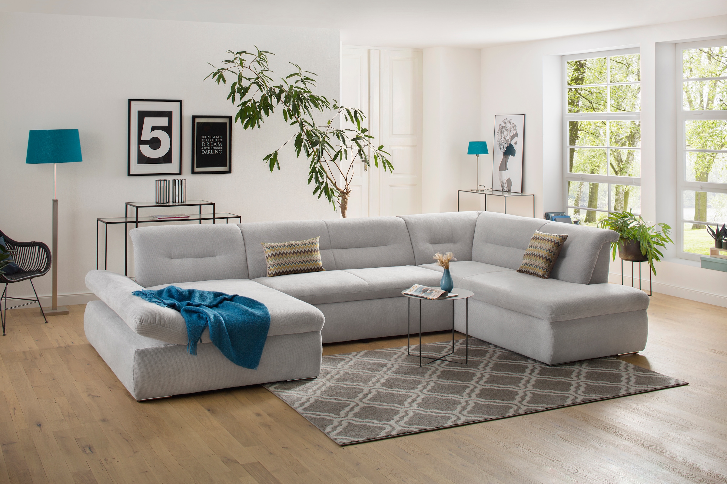 Home affaire Wohnlandschaft "Avesa U-Form" Wahlweise mit Armteilverstellung günstig online kaufen