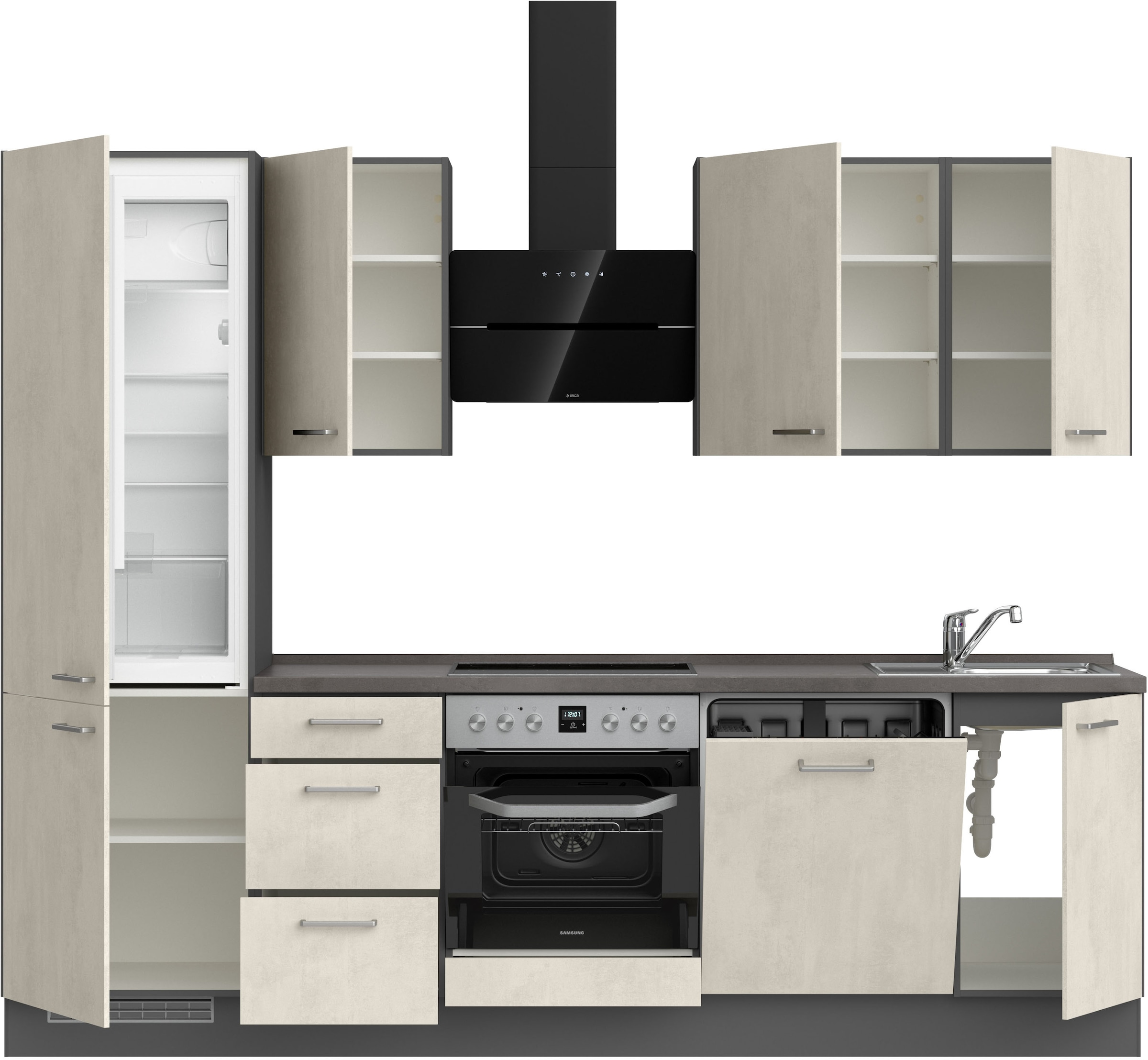 nobilia® Küchenzeile »"Riva II"«, vormontiert, Ausrichtung wählbar, Breite 270 cm, wahlw. mit E-Geräten
