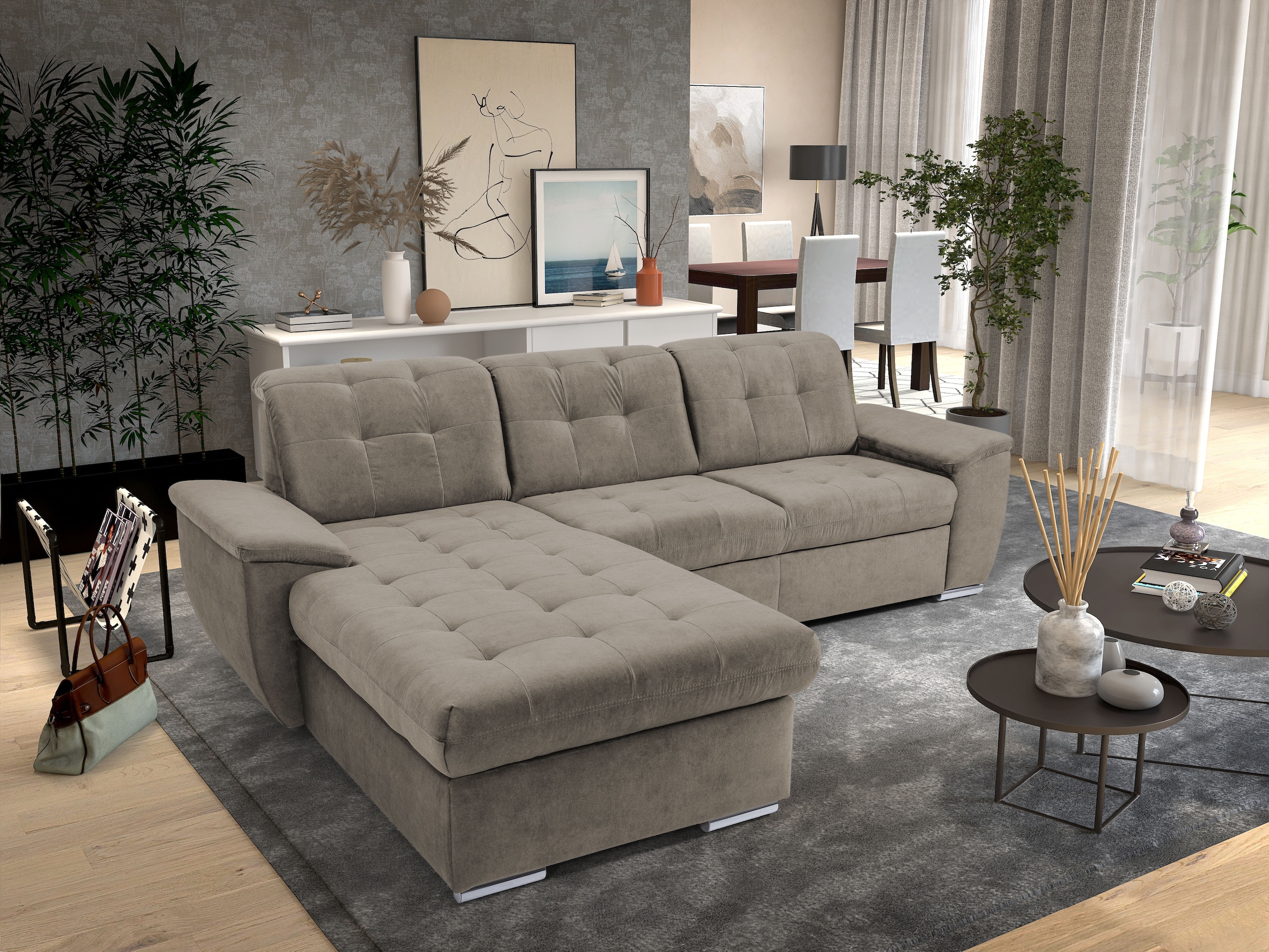 exxpo - sofa fashion Ecksofa "Derby Inkl. Kopfteilverstellung, wahlw. Bett günstig online kaufen