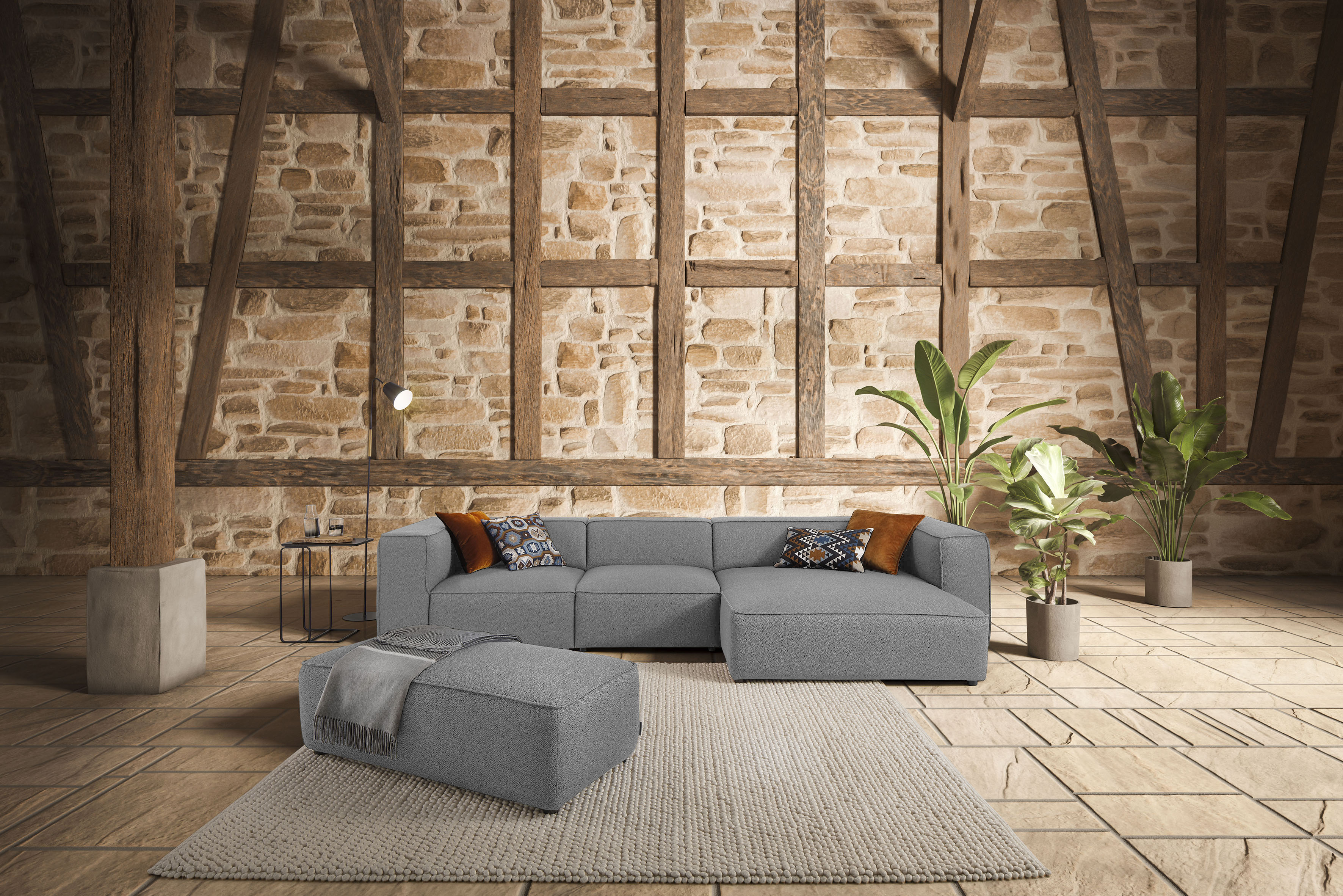 W.SCHILLIG Ecksofa "around-the-block Mega Sofa, viel Platz und hoher Sitzkomfort, L-Form" mit eleganter Biese, mit Federkern, Breite 341 cm