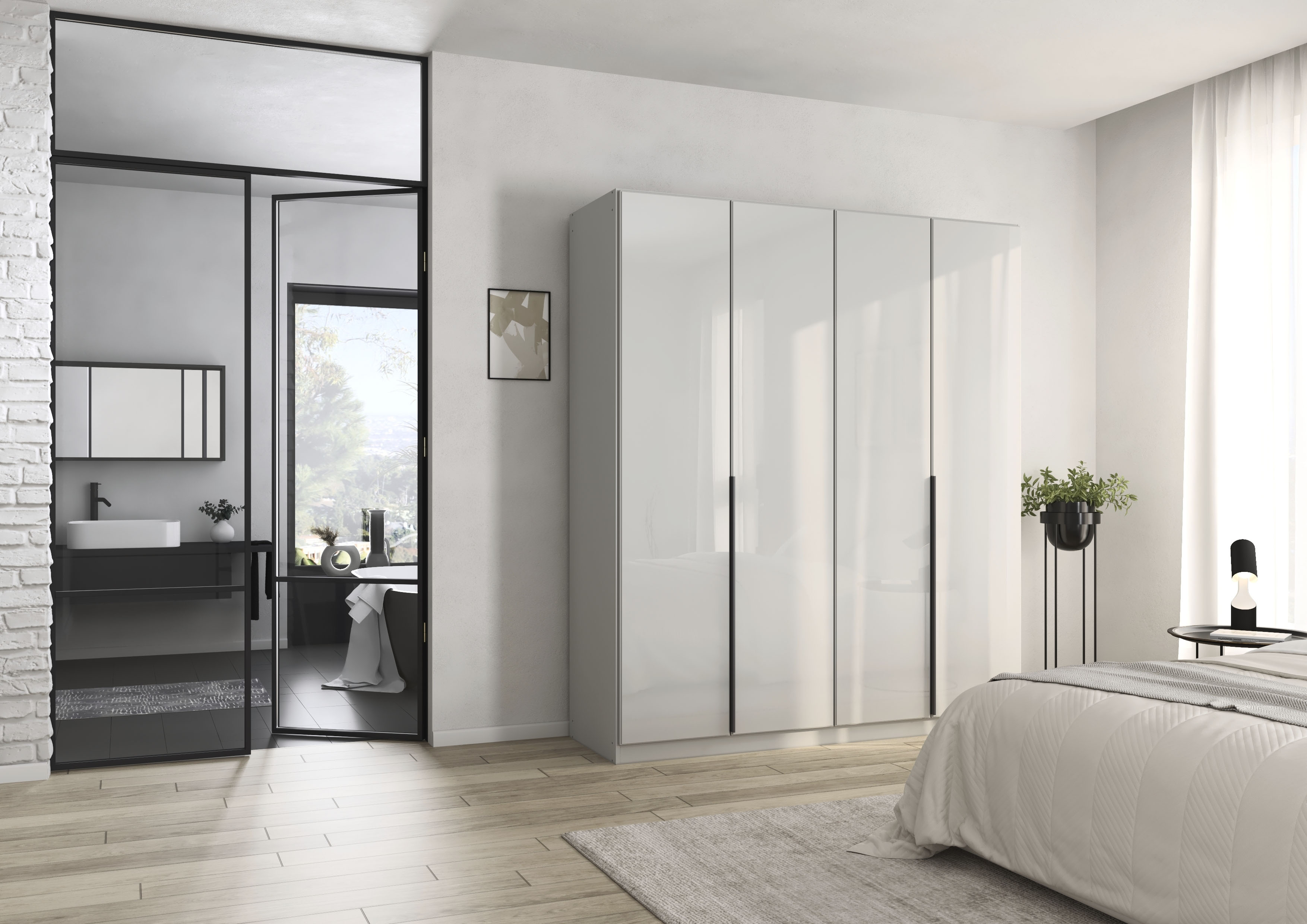 Thumbnail - rauch Drehtürenschrank "Kleiderschrank Kleiderschränke Schrank Garderobe AGORDO mit Glasfront", (in zwei Griff-Farben), ...