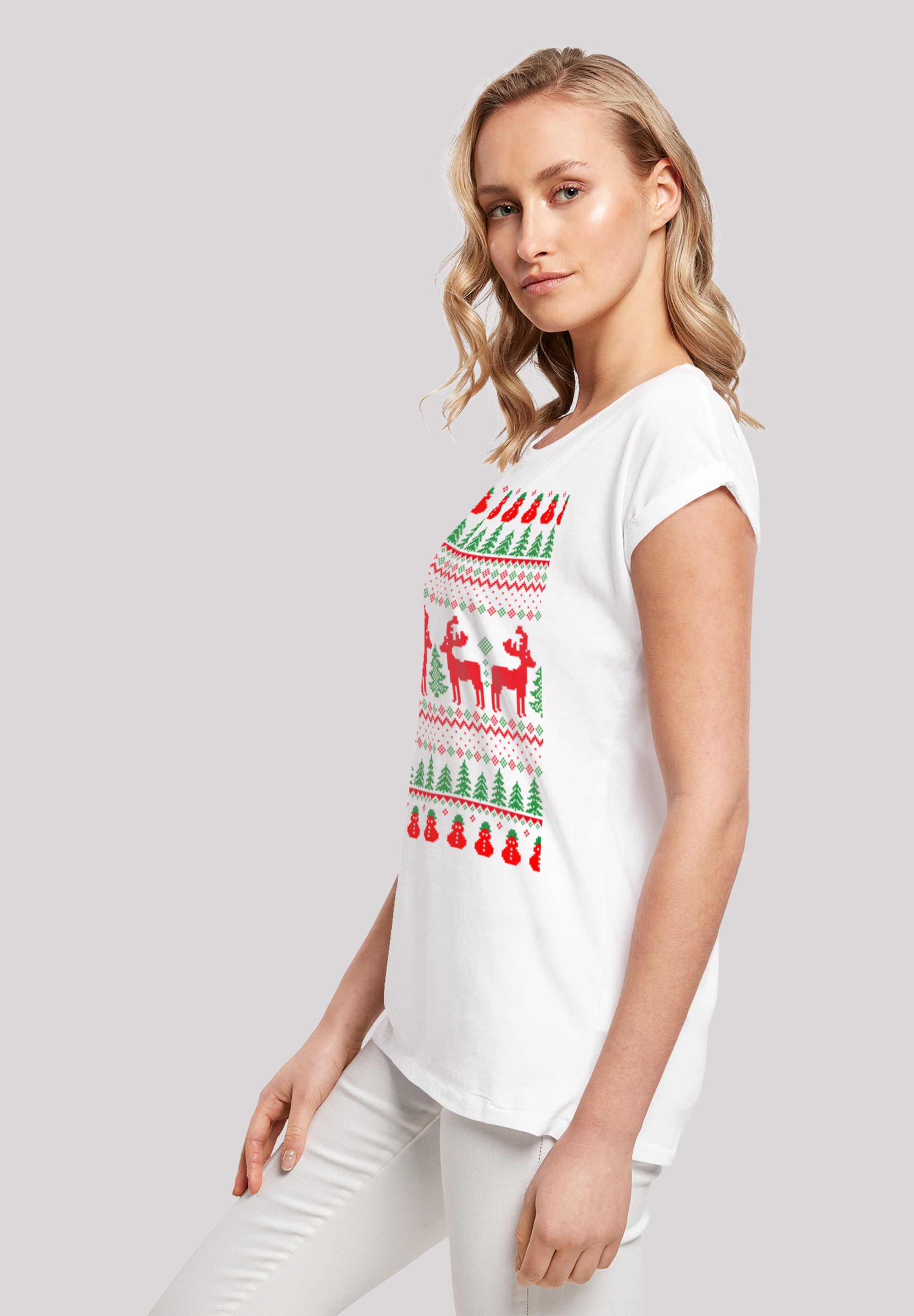 F4NT4STIC T-Shirt »Christmas Reindeers Weihnachten Muster«, Print