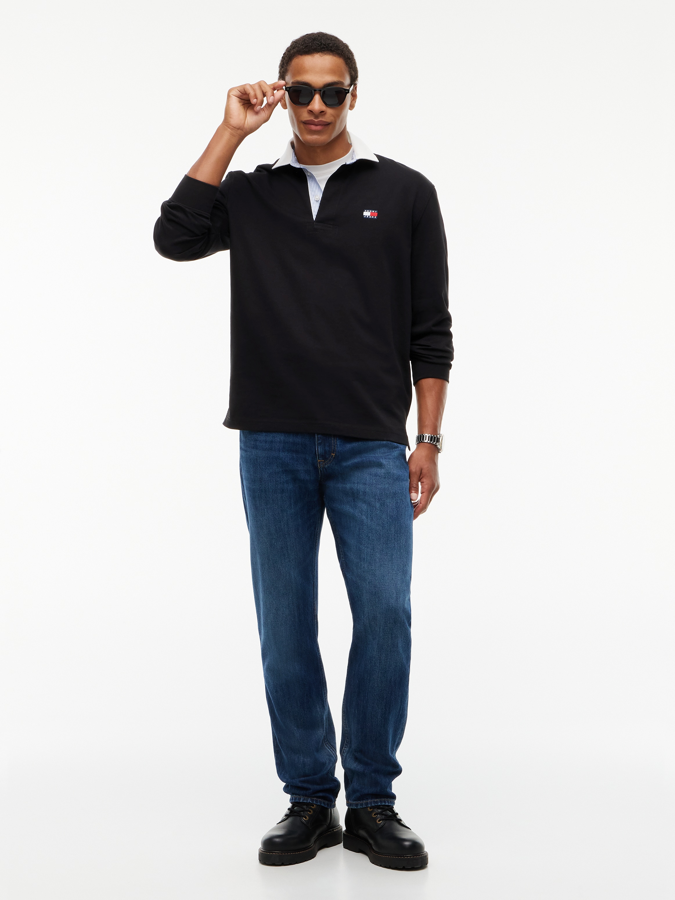 Tommy Jeans Langarm-Poloshirt »TJM RLX ESS BADGE RUGBY EXT« Relaxed Fit Rugby-Shirt