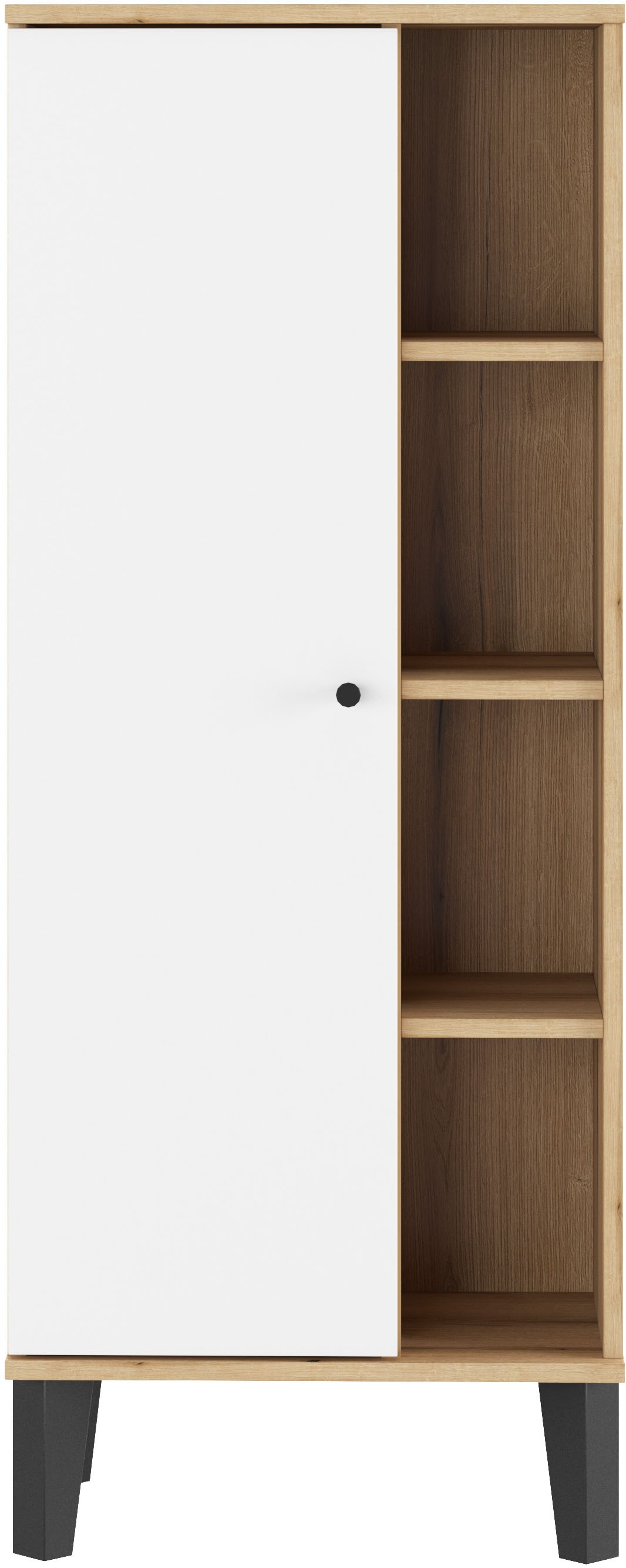 Thumbnail - Home affaire Stauraumschrank "Oslo, Badschrank mit Knopfgriff, Hochschrank im skandinavischen Design" in der Türfarbe We...
