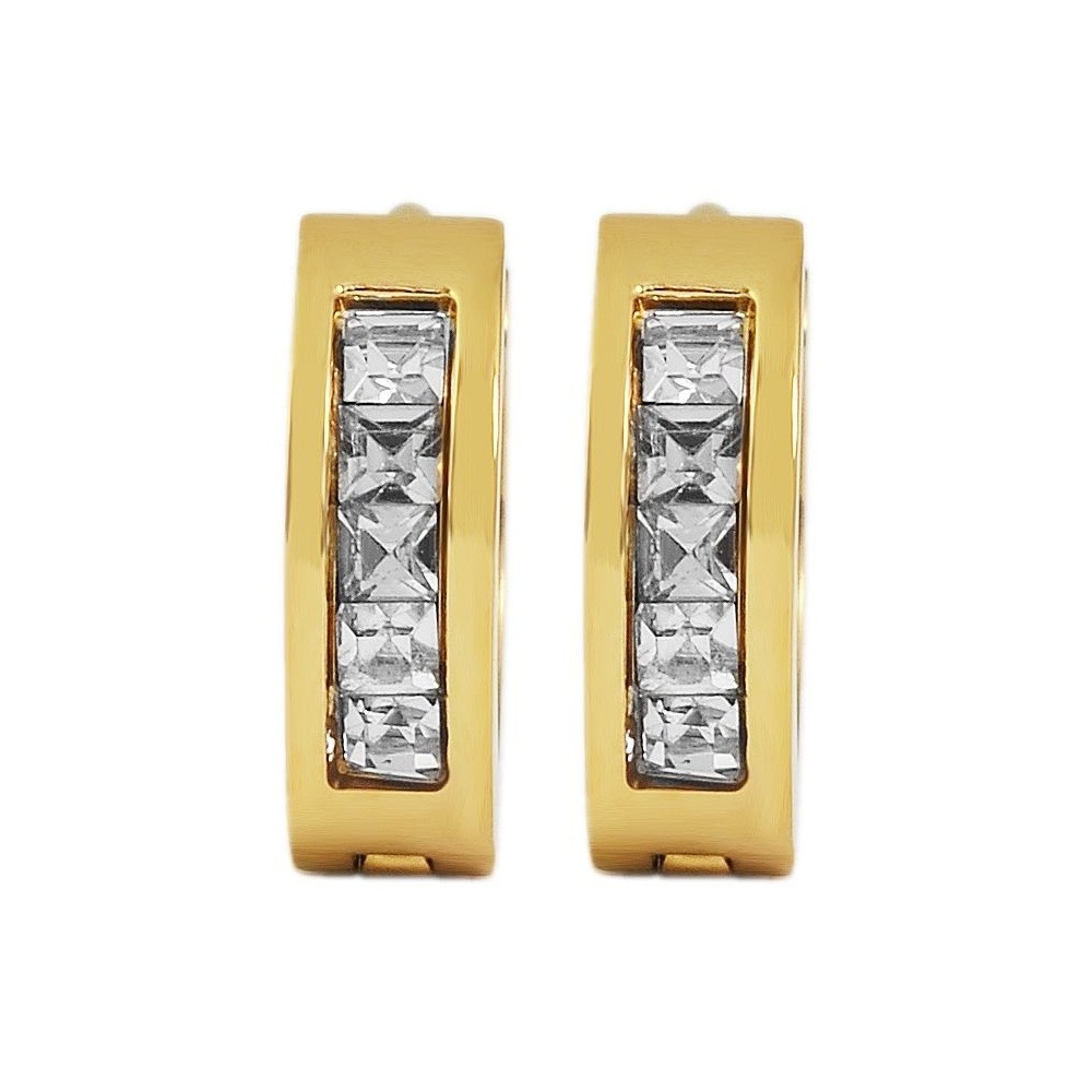 Paar Creolen ADELIA´S "Damen Ohrringe – Creole aus Edelstahl mit Strass Steinchen", Damen, Gr. Damen, Edelstahl, gold, Ohrringe, Zum Verschenken an Menschen, die Ihnen am Herzen liegen 2