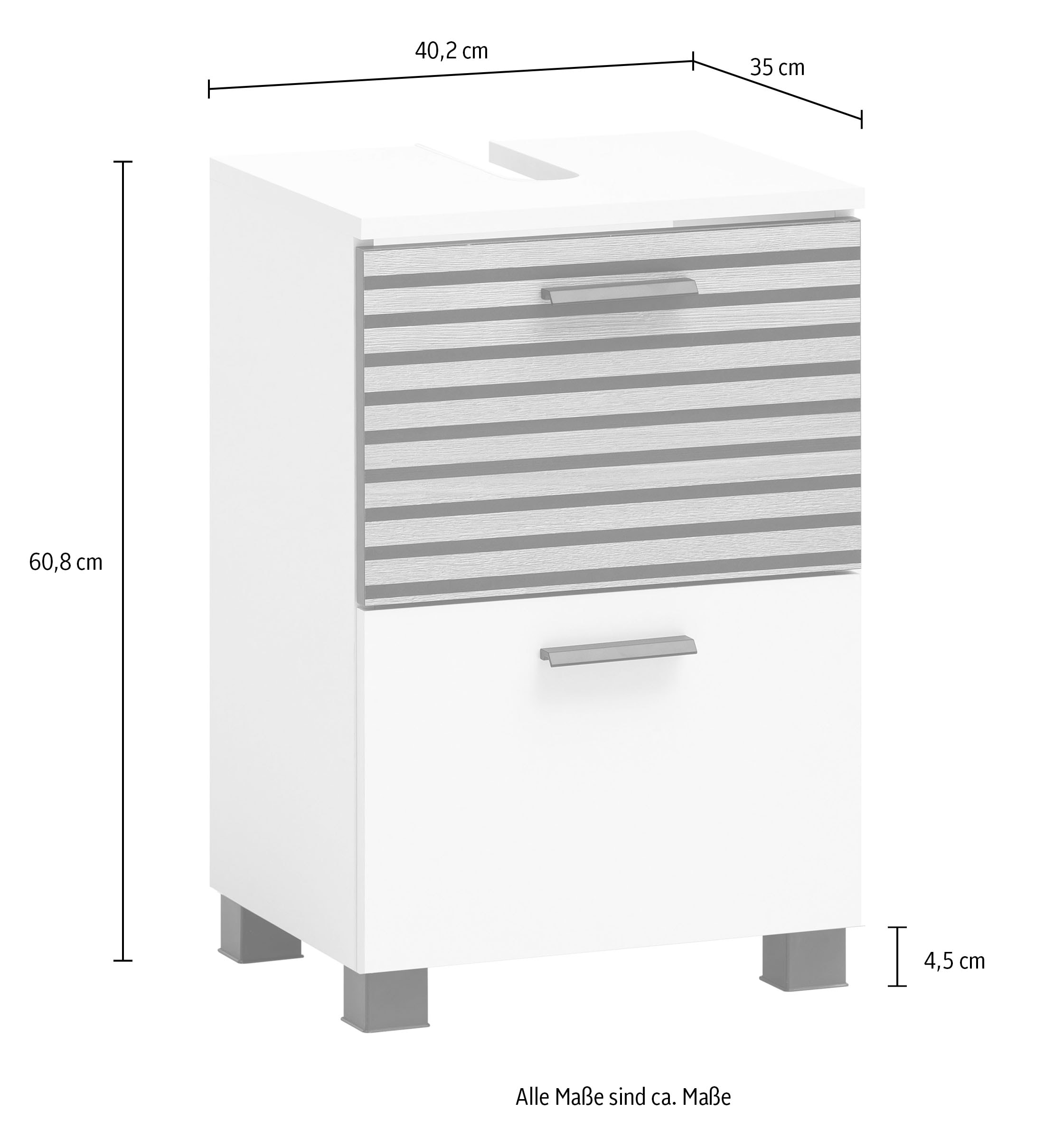 Schildmeyer Waschbeckenunterschrank »Katta, Breite 40 cm«, Oberboden mit Siphonausschnitt, Klappenfront mit Akustikprint