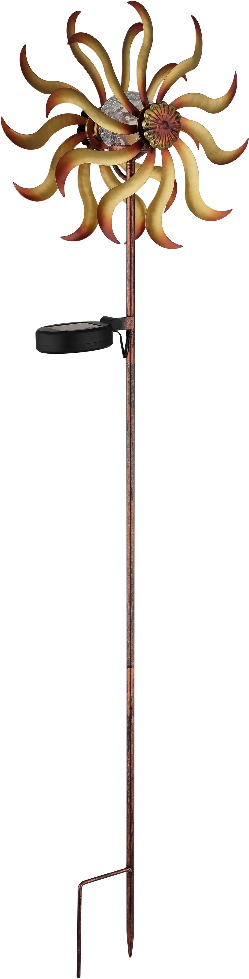 GLOBO LIGHTING LED Solarleuchte »SOLARLEUCHTE METALL GOLDFARBEN PATINIERT, 1XLED« LED-Modul 1 Stk. Warmweiß