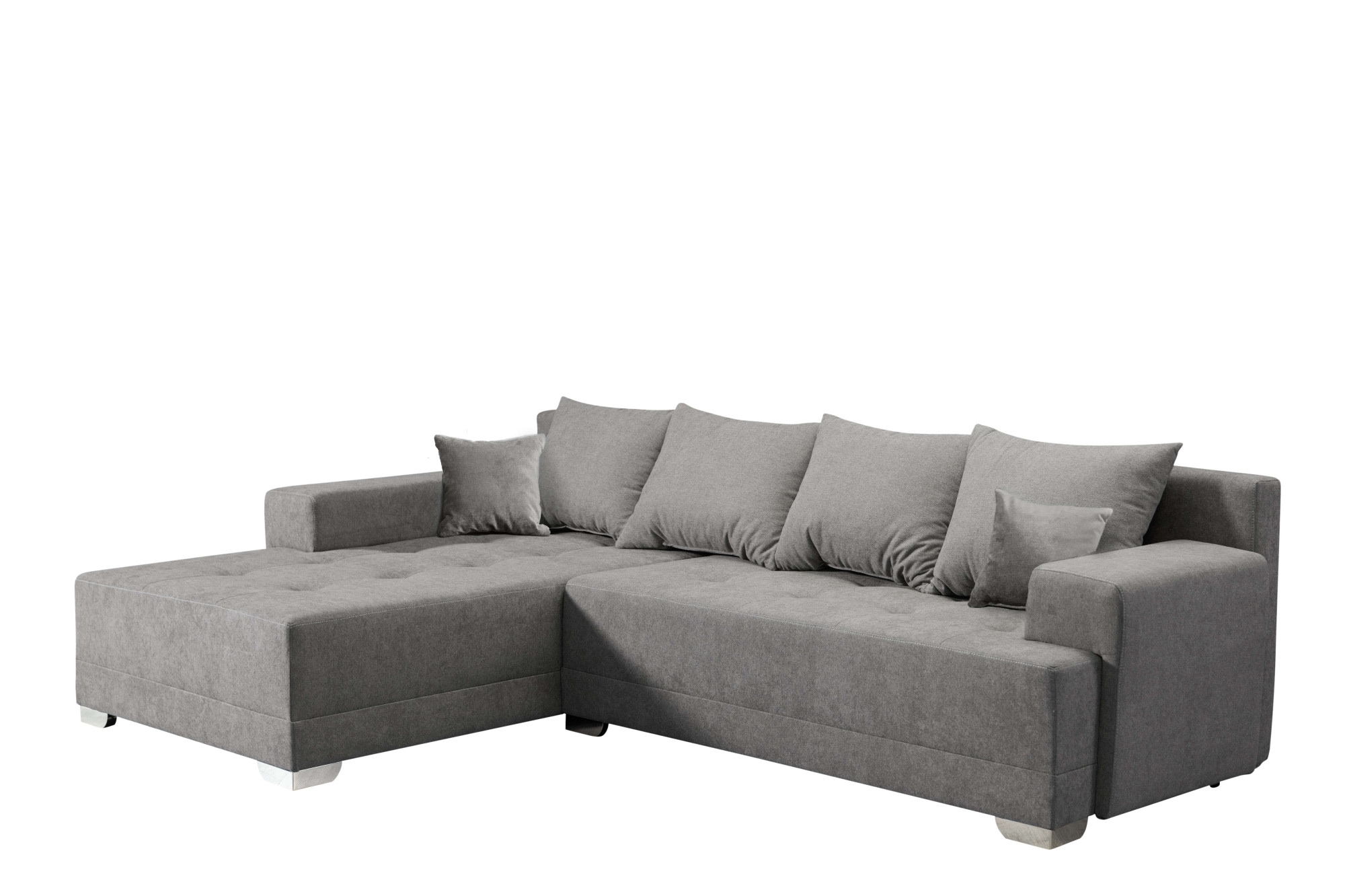 INOSIGN Ecksofa »Riverton, mit Bettfunktion (125/215 cm) und Bettkasten, Struktur«, inkl. loser Zier- und Ruckenkissen, Recamiere beidseitig montierbar