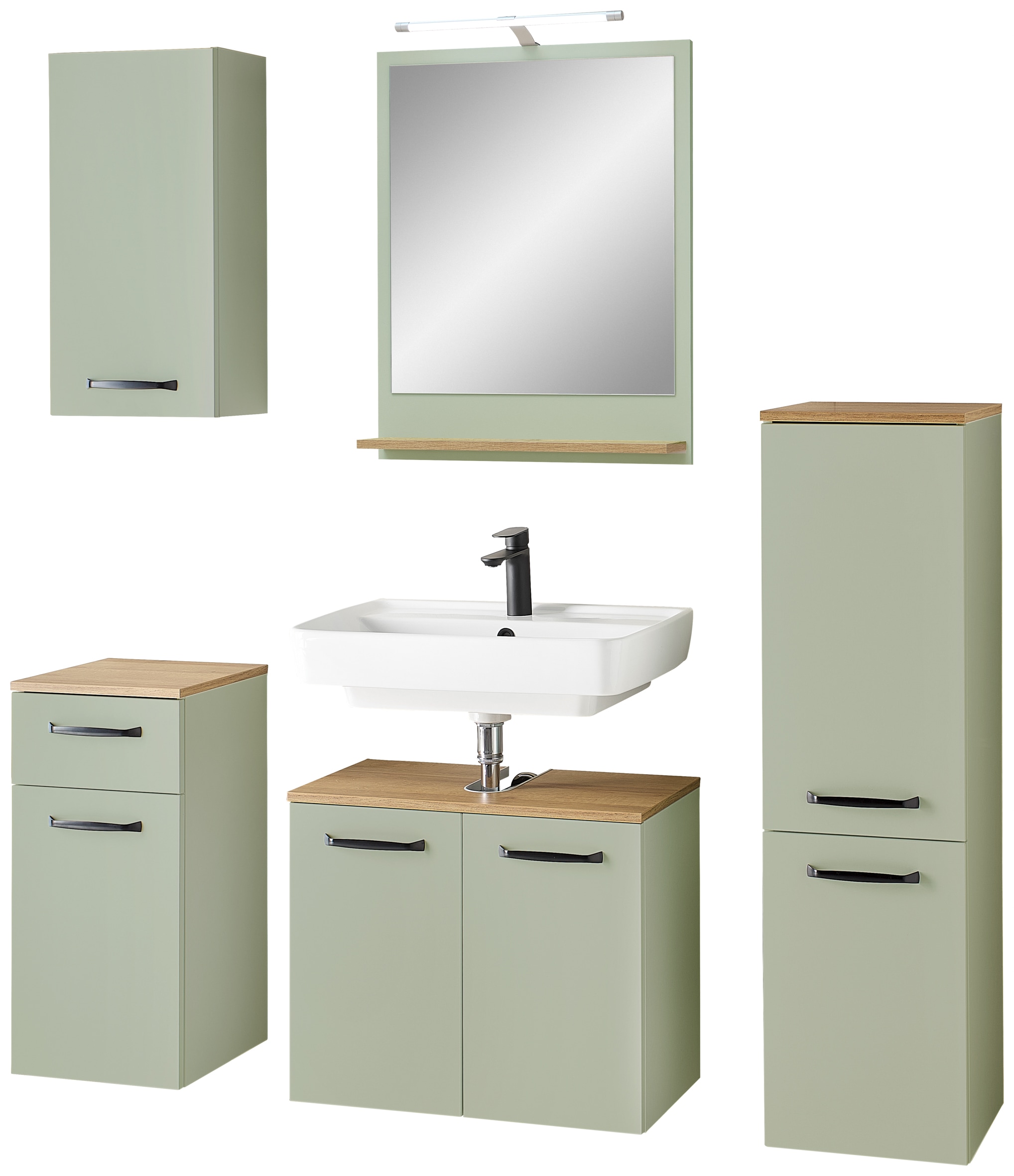 Saphir Badmöbel-Set "Quickset 500, Waschbeckenunterschrank mit Spiegel" 6 Stk. tlg.