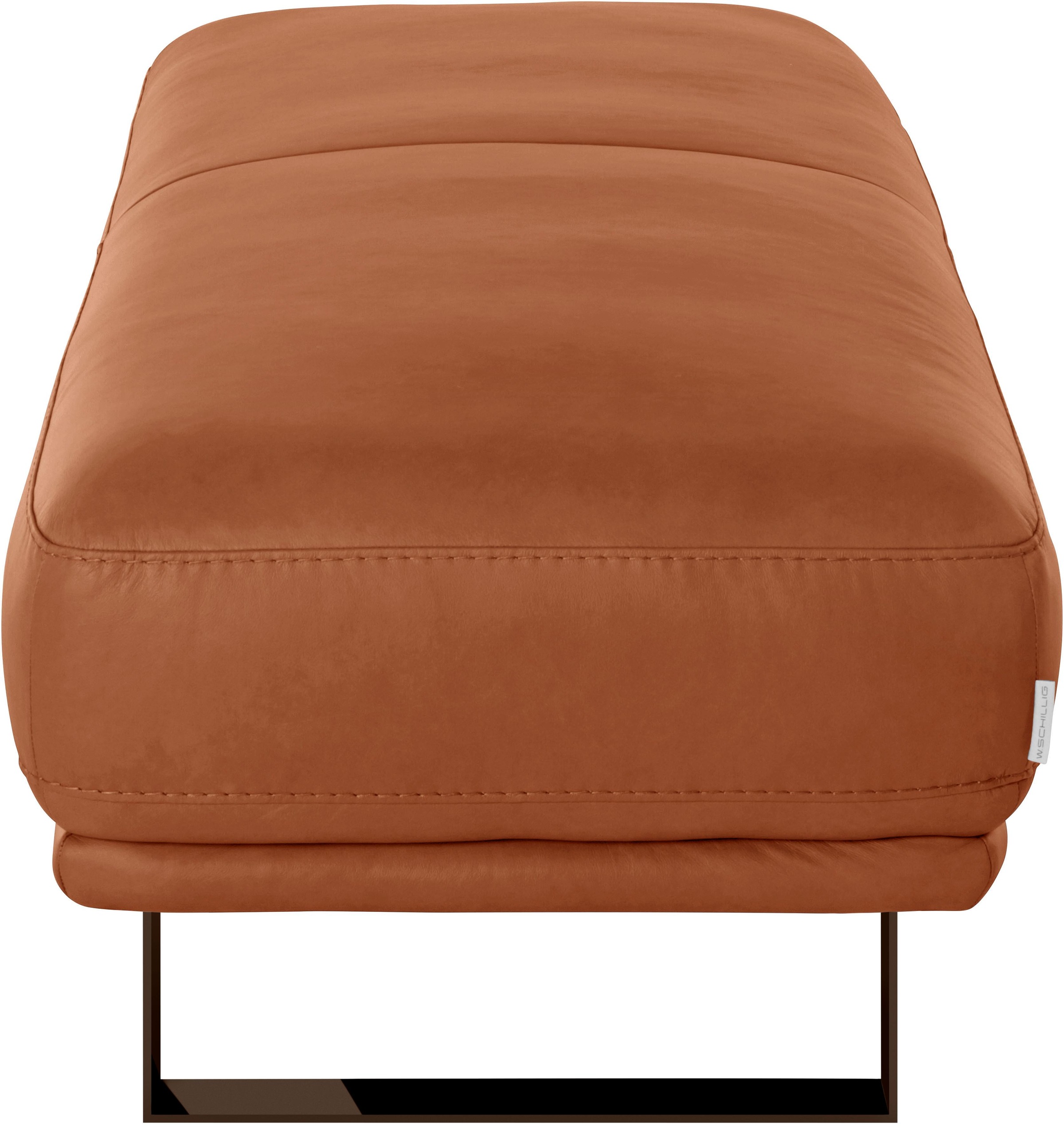 Hocker W.SCHILLIG "montanaa", braun (cognac z69), B:141cm H:42cm T:61cm, Hocker, Hocker, mit Metallkufen in Bronze pulverbeschichtet, Breite 141 cm 3