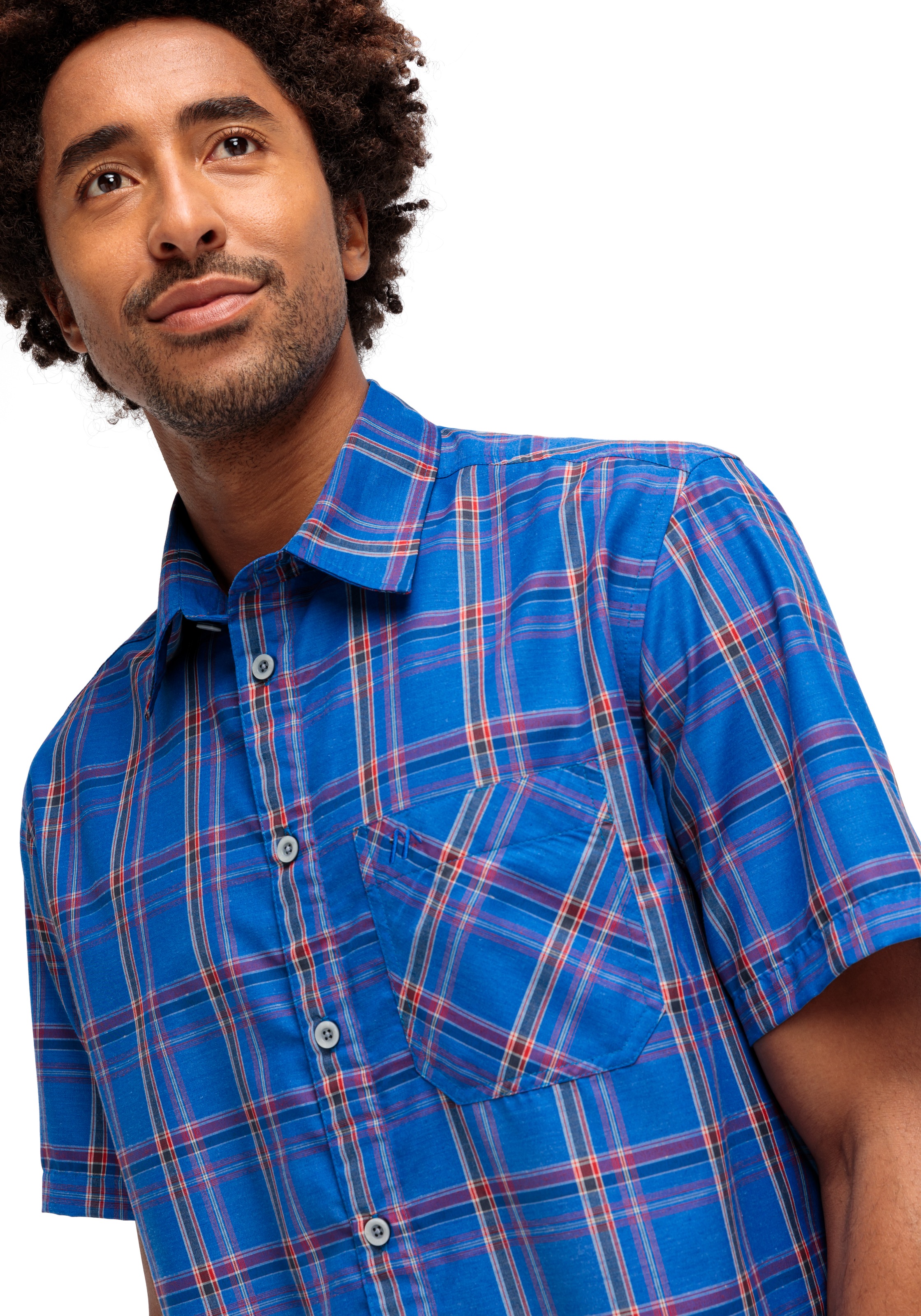 Maier Sports Funktionshemd "Mauro" Herren Hemd kurzarm, karriertes Freizeit günstig online kaufen