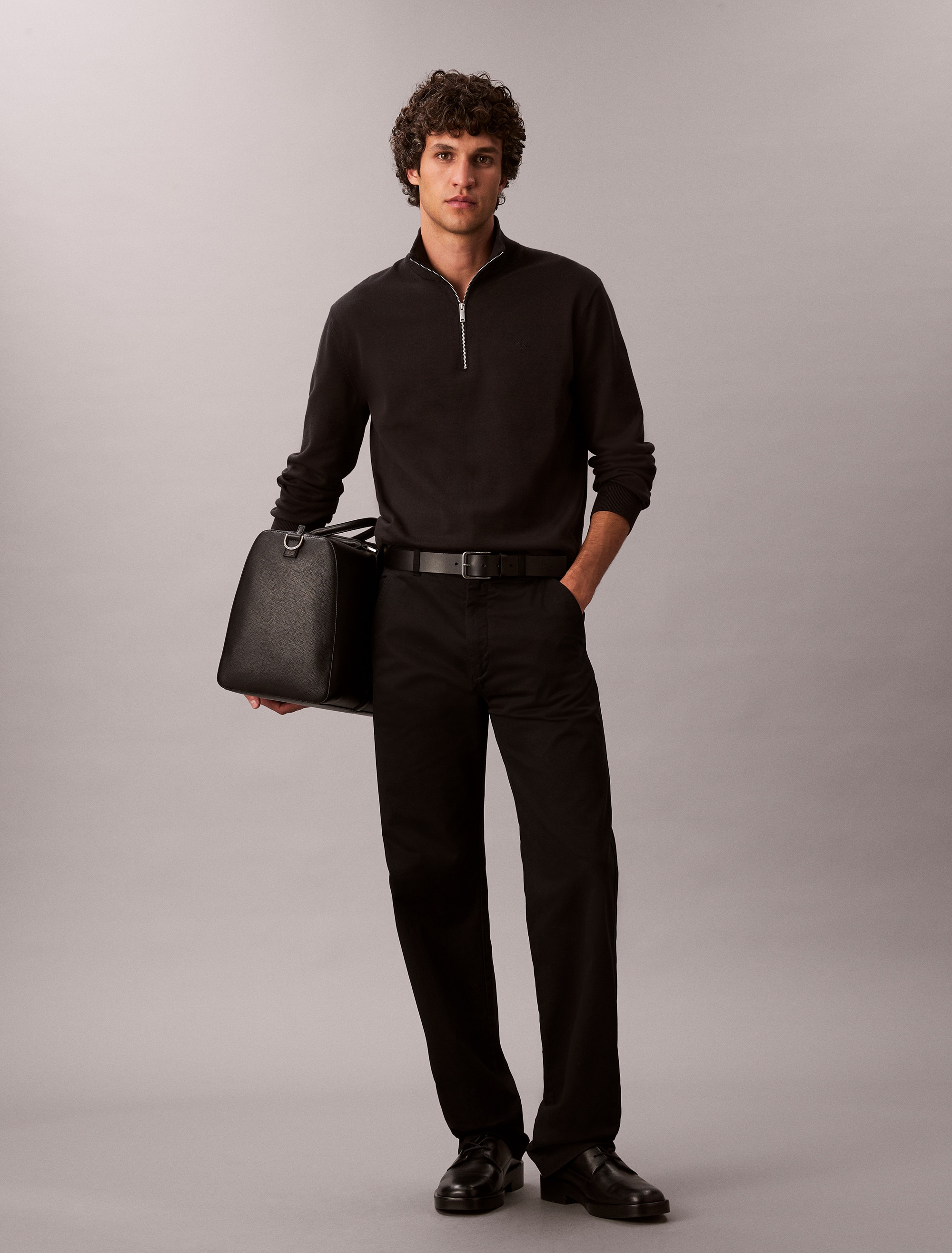 Calvin Klein Strickpullover Stehkragen mit Reißverschluss, Regular fit