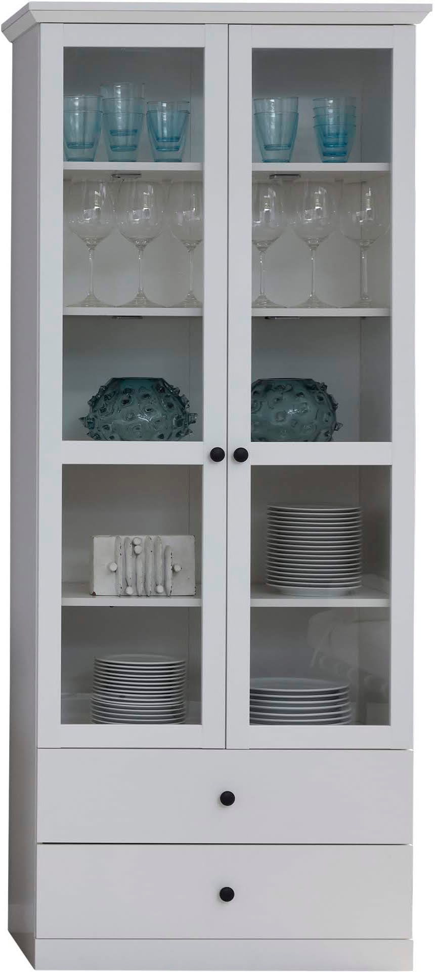 Home affaire Vitrine »Örebro« Vitrine mit 2 Türen, 2 Schubkasten & Soft-Close - (B/T/H) 81/41/196 cm