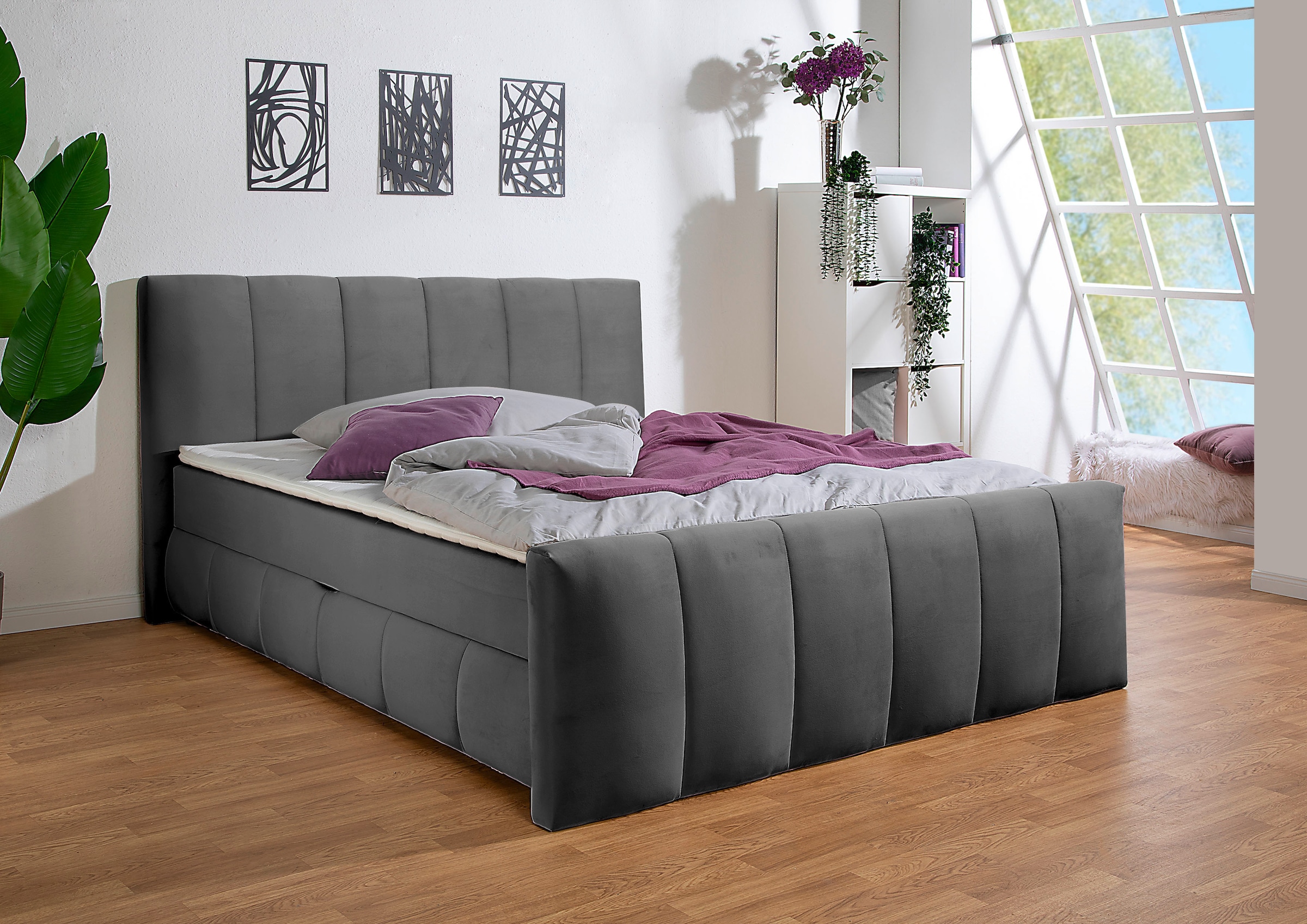 Home affaire Boxbett "Hanelore inkl. Bettkasten und Topper" Boxbett mit Bettkasten und Fußteil, inkl. Topper