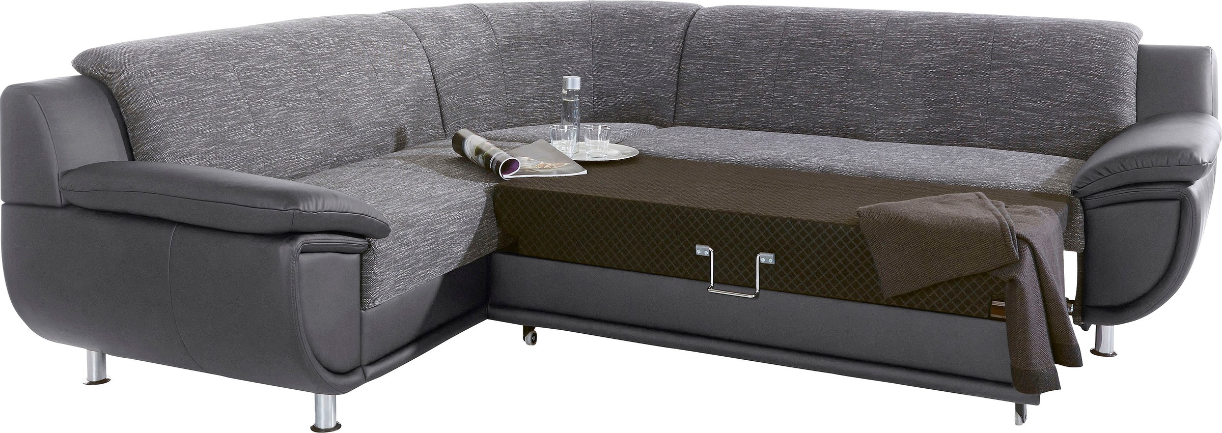 TRENDMANUFAKTUR Ecksofa »Rondo 3, zeitlos und modern, im Materialmix, L-Form«, wahlweise Federkern für hohen Sitzkomfort, wahlweise Bettfunktion