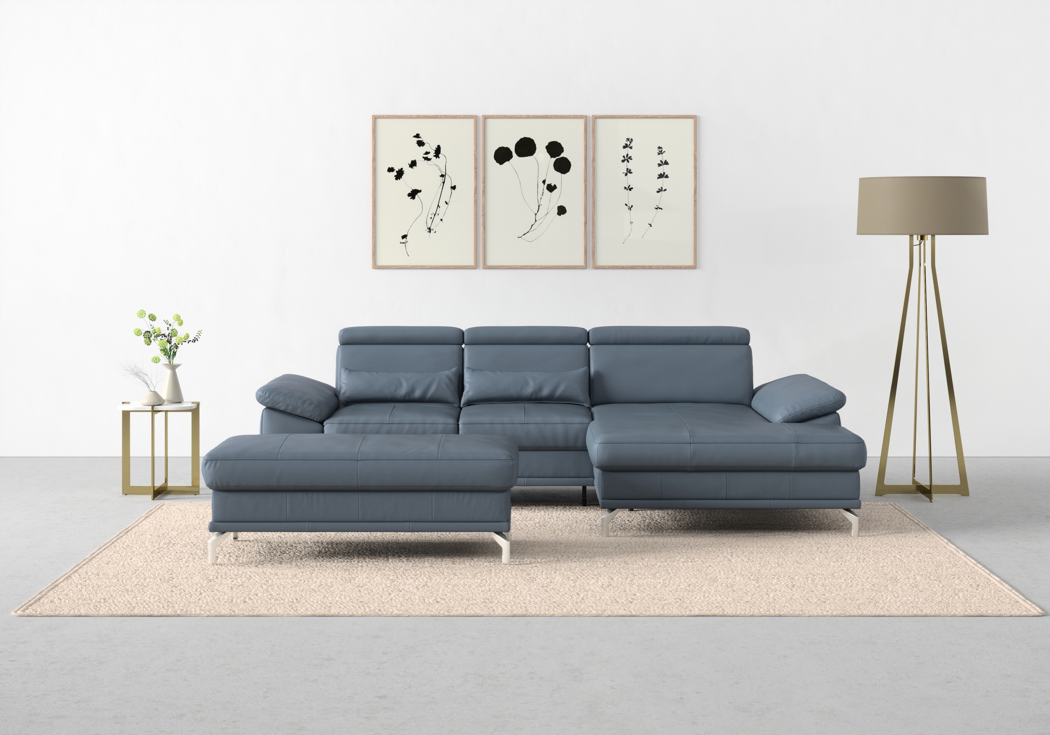 sit&more Ecksofa "Cabrio L-Form, B: 295 cm, mit Sitztiefen-, Arm- & Kopfteilverstellung" 2 Nierenkissen, Federkern, optional Schlaffunktion und Stauraum