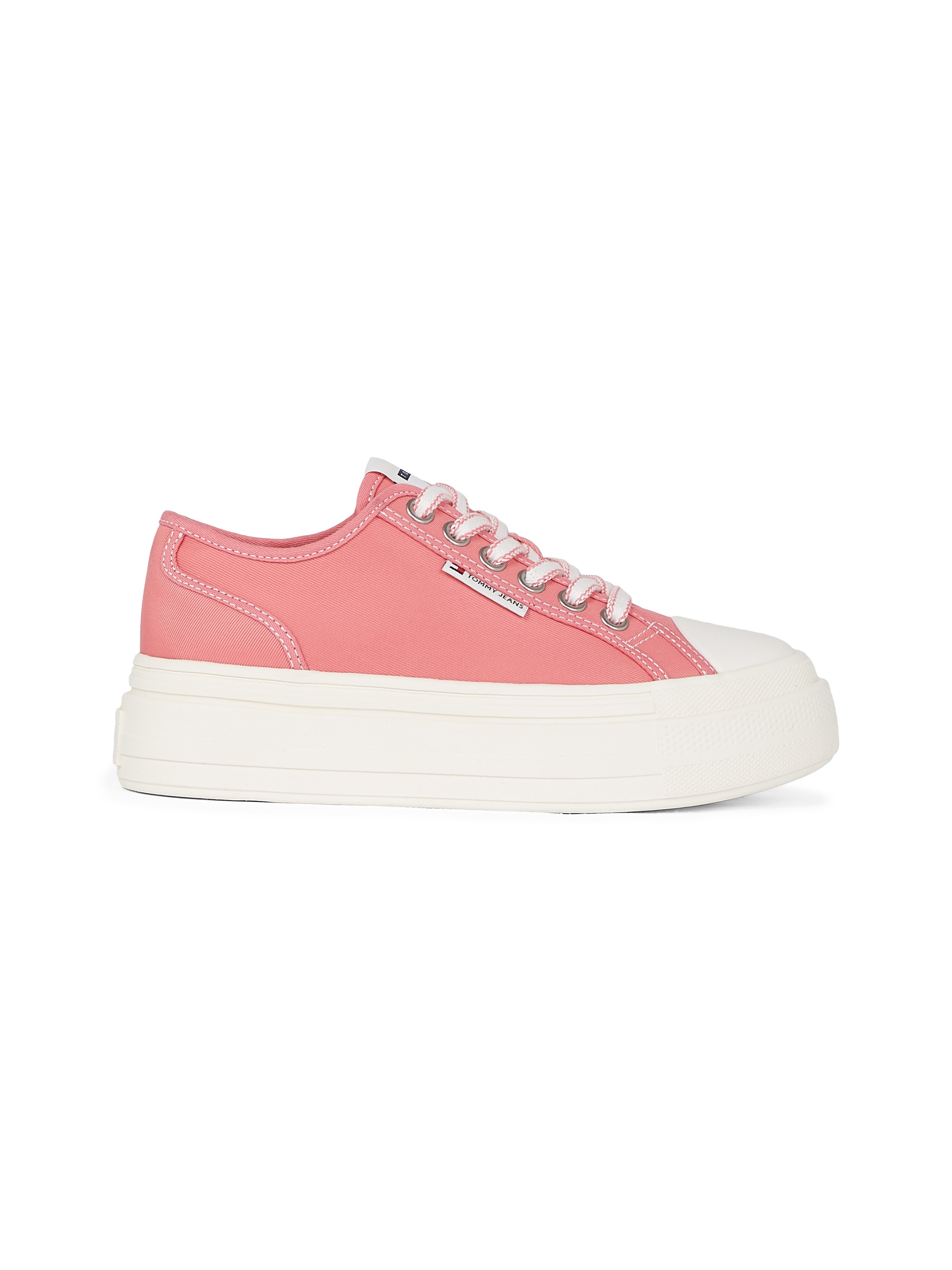 Tommy Jeans Plateausneaker »TJW FOXING FLATFORM SNEAKER LOW«, Freizeitschuh, Halbschuh, Schnürschuh mit trendigen Kontrastnähten