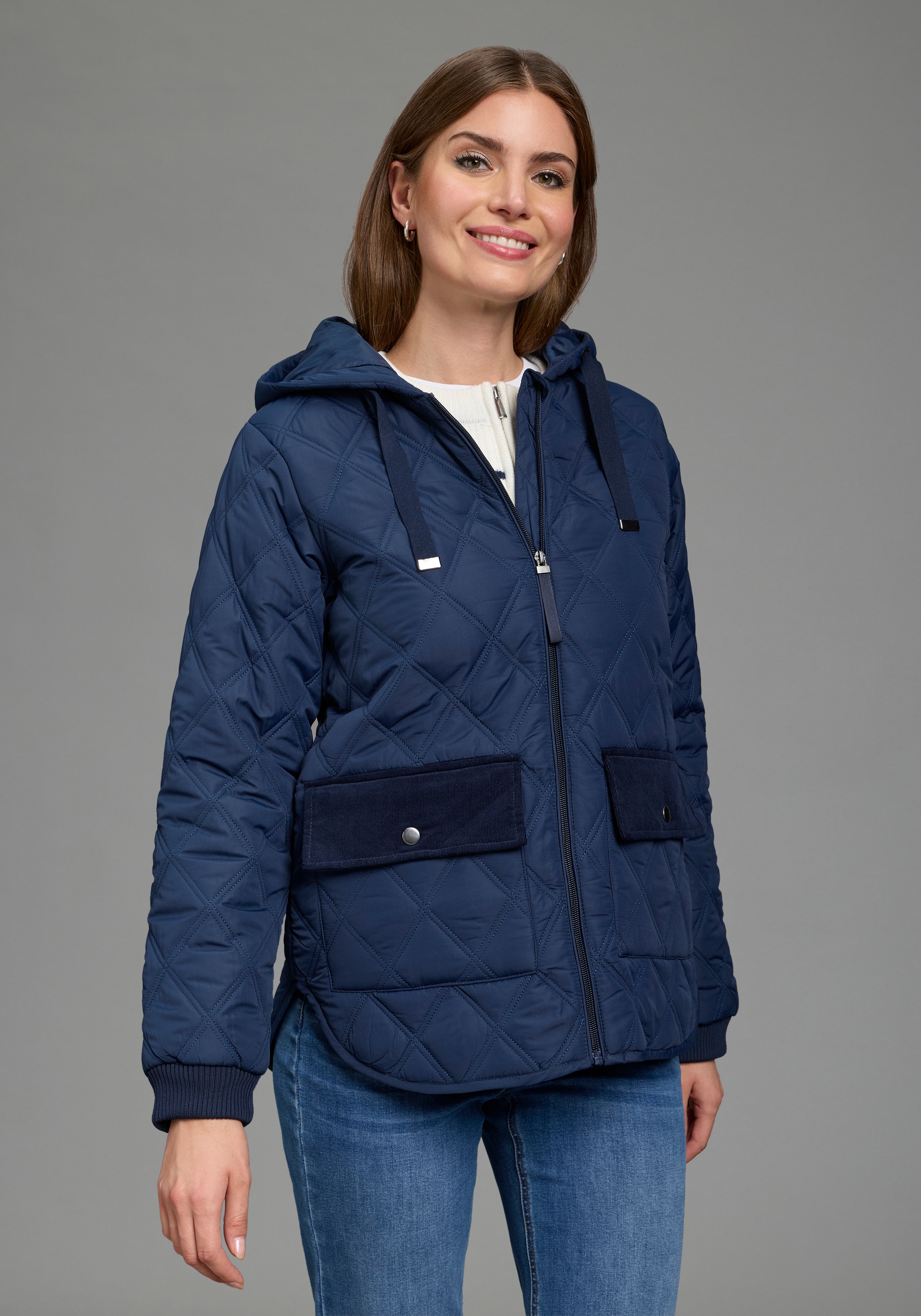 Laura Scott Steppjacke mit Kapuze Kapuze mit modernem Steppmuster für den Übergang