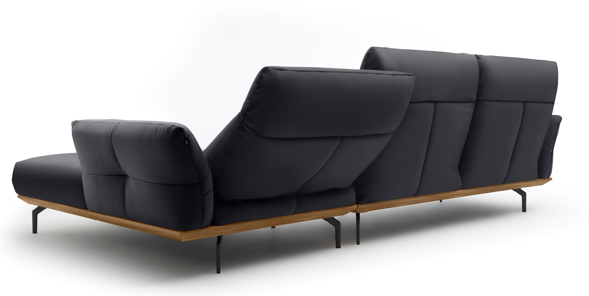 Creation BY ROLF BENZ Ecksofa »CR.460«, Sockel in Nussbaum, Winkelfüße in Umbragrau, Breite 318 cm