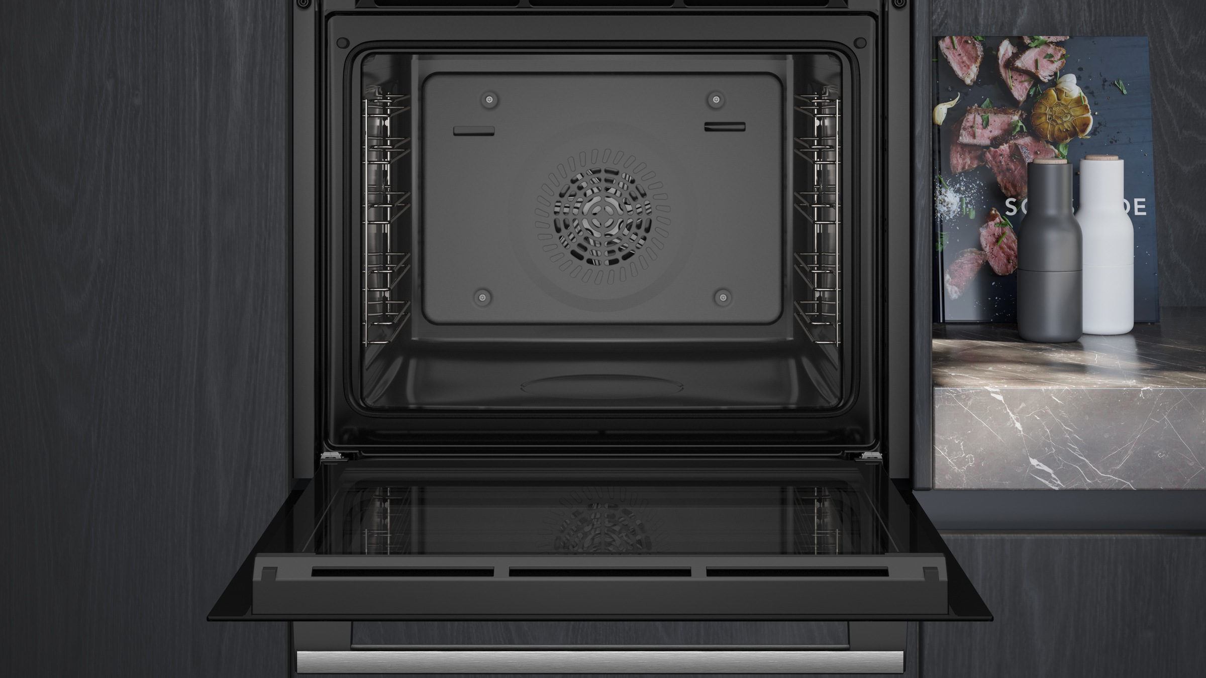 SIEMENS Backofen iQ300 "HR532GBS3" mit Teleskopauszug nachrüstbar Gleichmäßige Heißluft auf 3 Ebenen & gesund snacken mit airFry