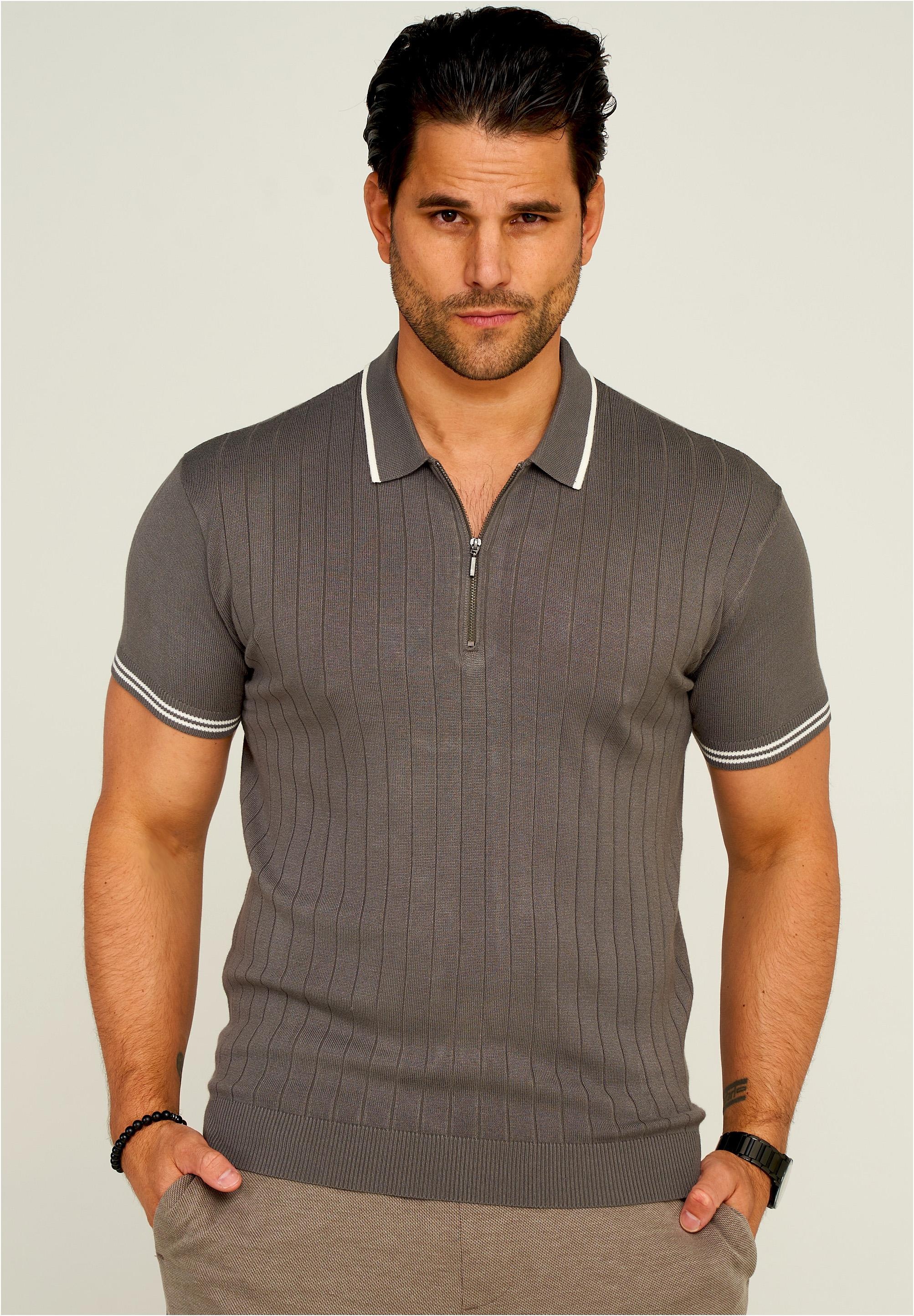 behype Poloshirt »ZIP KNIT-POLO«, mit Reißverschluss