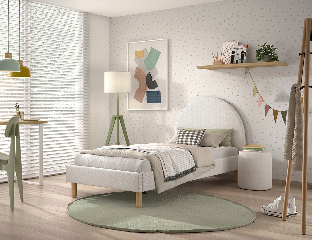 Vipack Schlafzimmer-Set »Polsterbett Moon«, (Made in Europe), LF 90x200 cm, inkl. Lattenrost, Bouclé Stoff bezogen, wahlw. 4 Farben