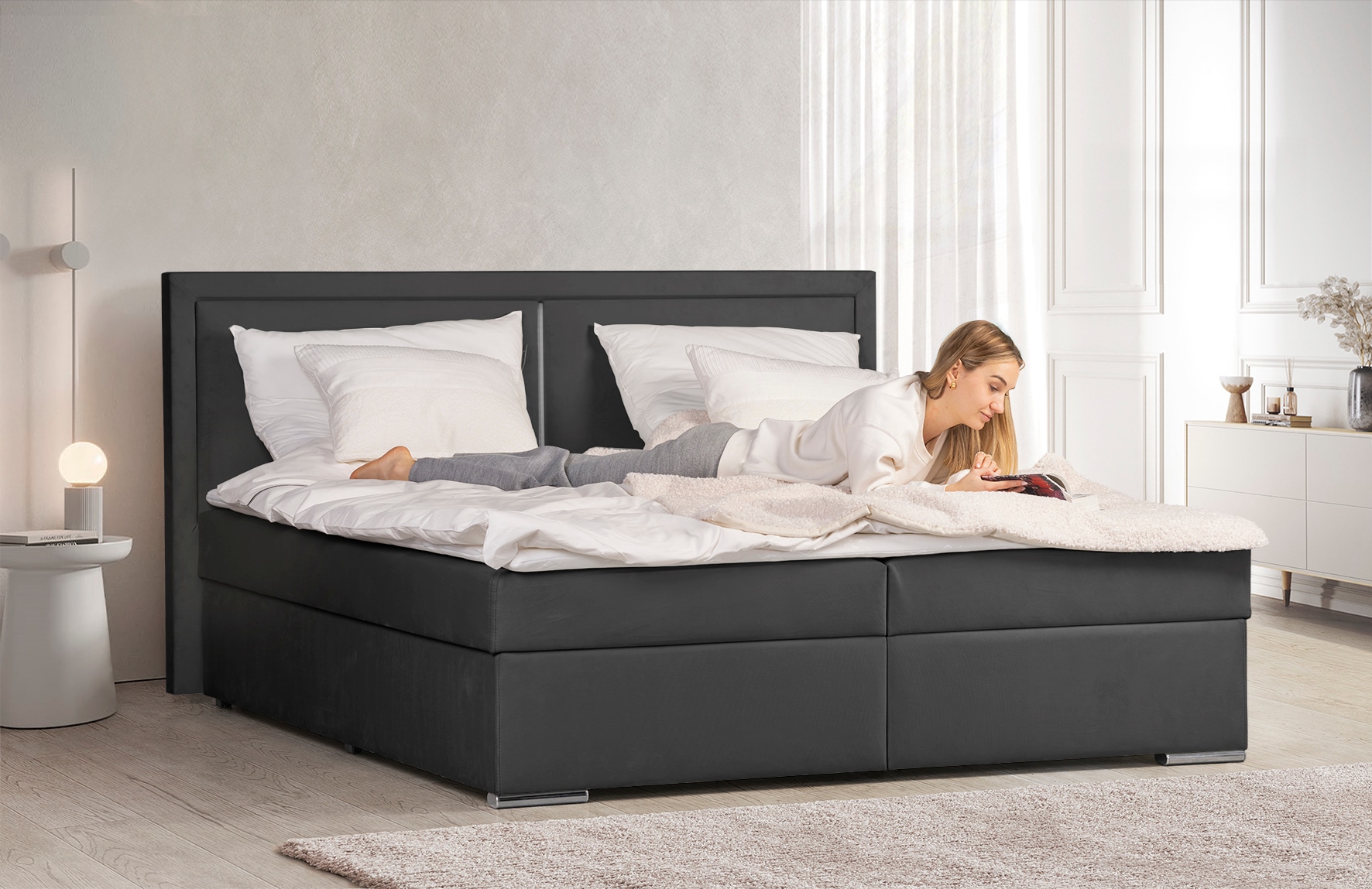 COLLECTION AB Boxbett »Athena«, Inkl. LED-Beleuchtung, Topper und Stauraum