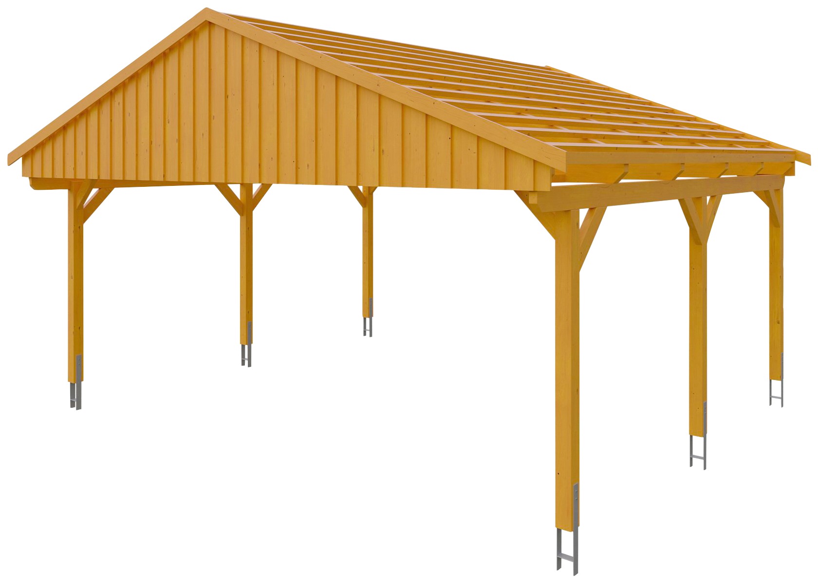 Skanholz Doppelcarport »Fichtelberg«, hellbraun, mit Dachlattung