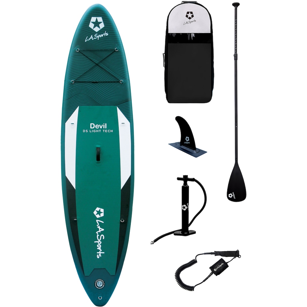 L.A. Sports Inflatable SUP-Board »Devil«, (Set, 6 tlg., mit Paddel, Pumpe und Transportrucksack)