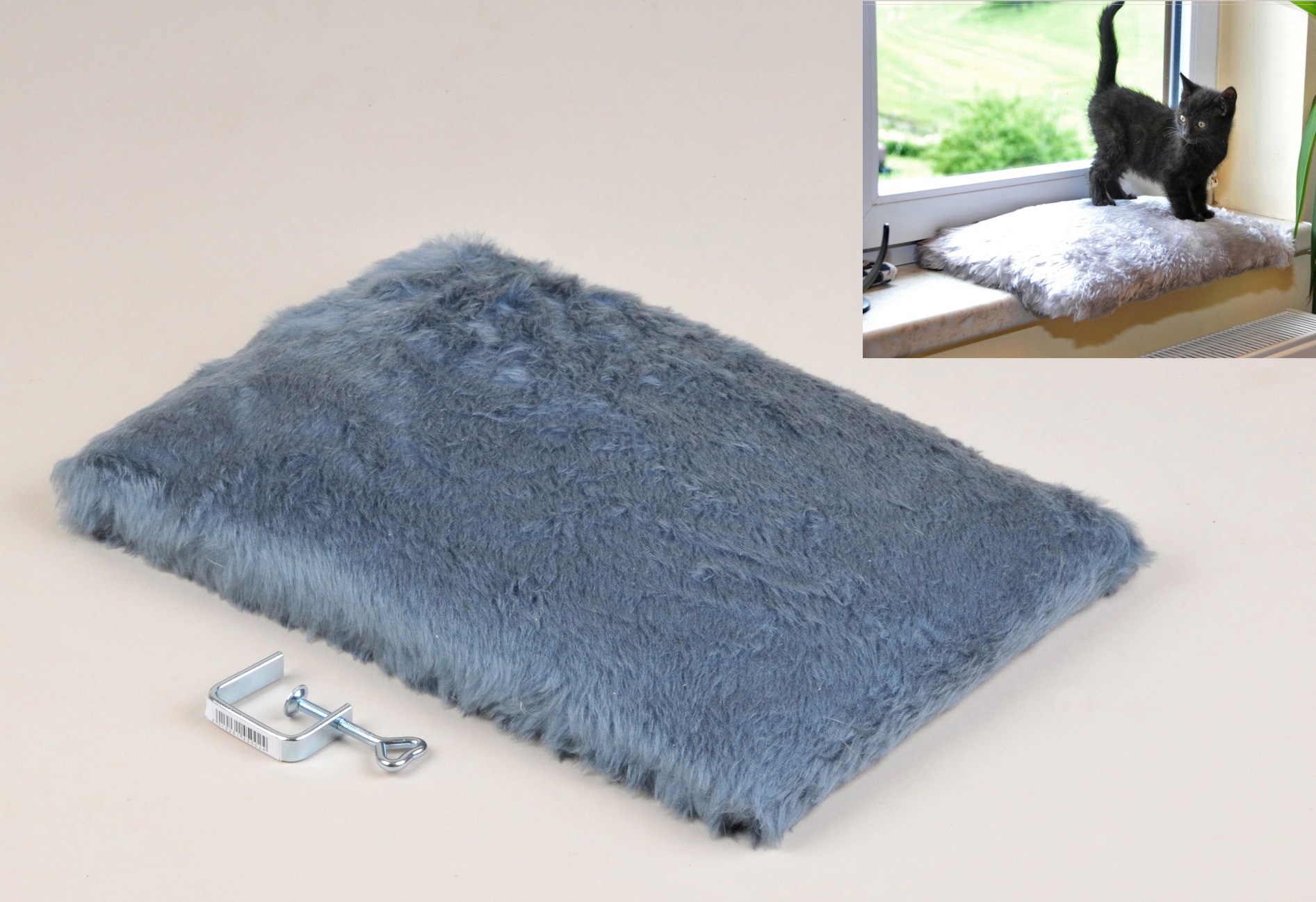 SILVIO design Katzenliege Fensterliege Relax blau Katzenkörbe -kissen Katze Tierbedarf