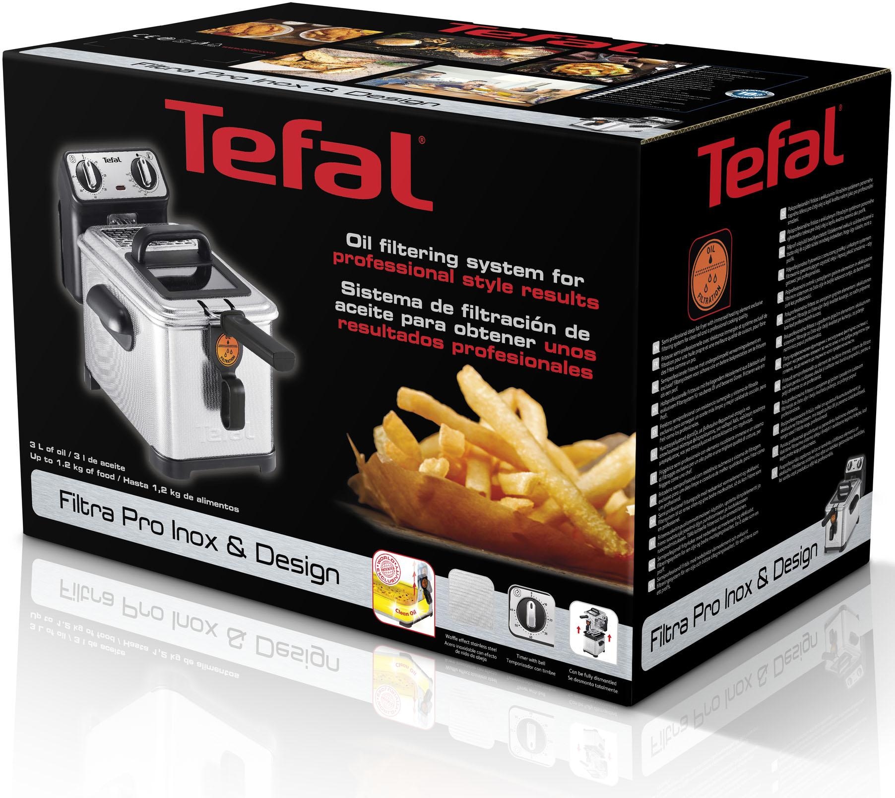 Tefal Fritteuse »FR5101 Filtra Pro Inox & Design«, 2300 W, 3,0 L, mit Öl, Clean-Oil-System, wärmeisoliert, Thermostat, Timer