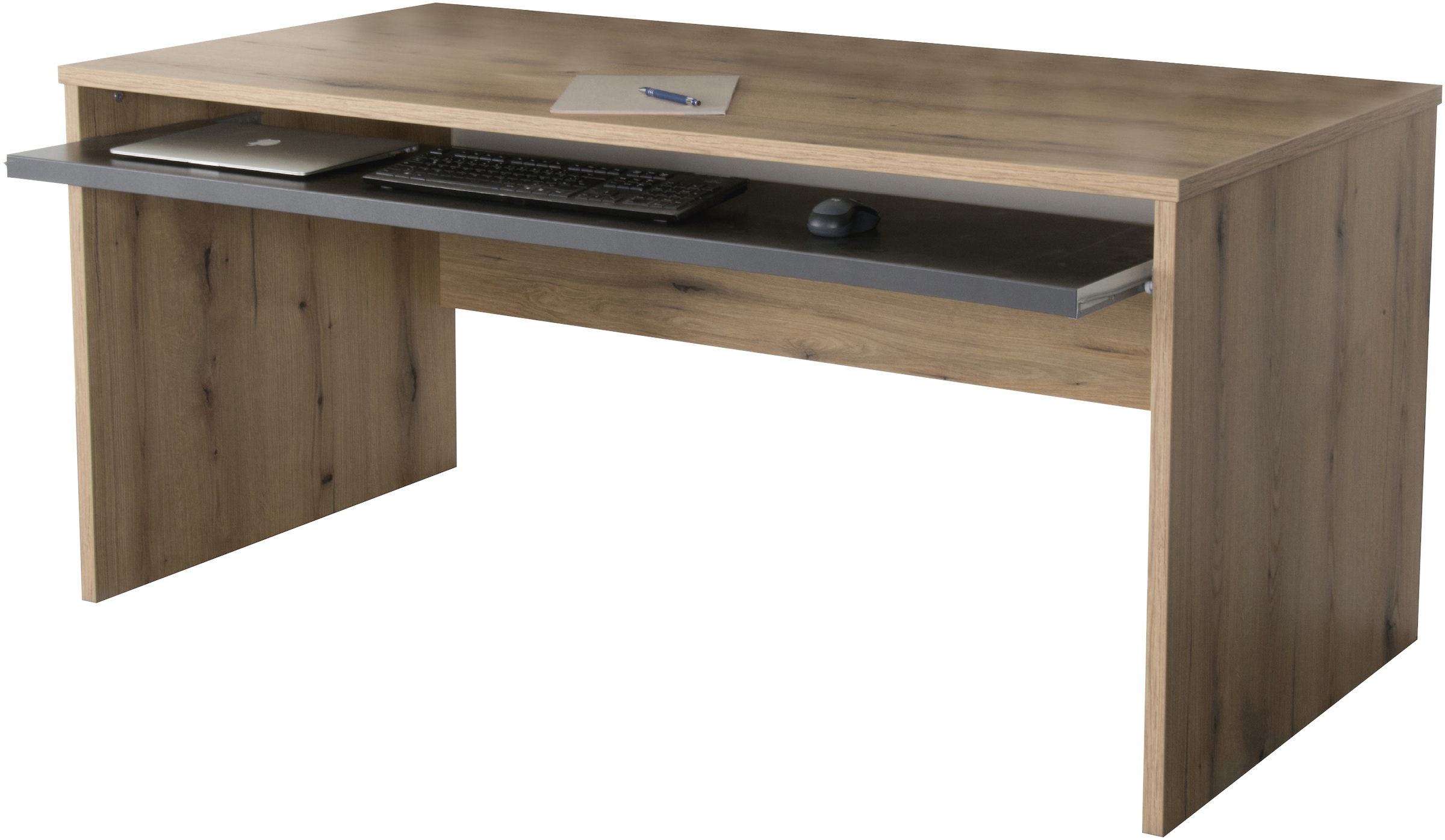 VOGL Möbelfabrik Schreibtisch »Barrie mit 2-farbigem Tastaturauszug«, in 2 Breiten, 2,5 cm Tischplattenstärke, Made in Germany