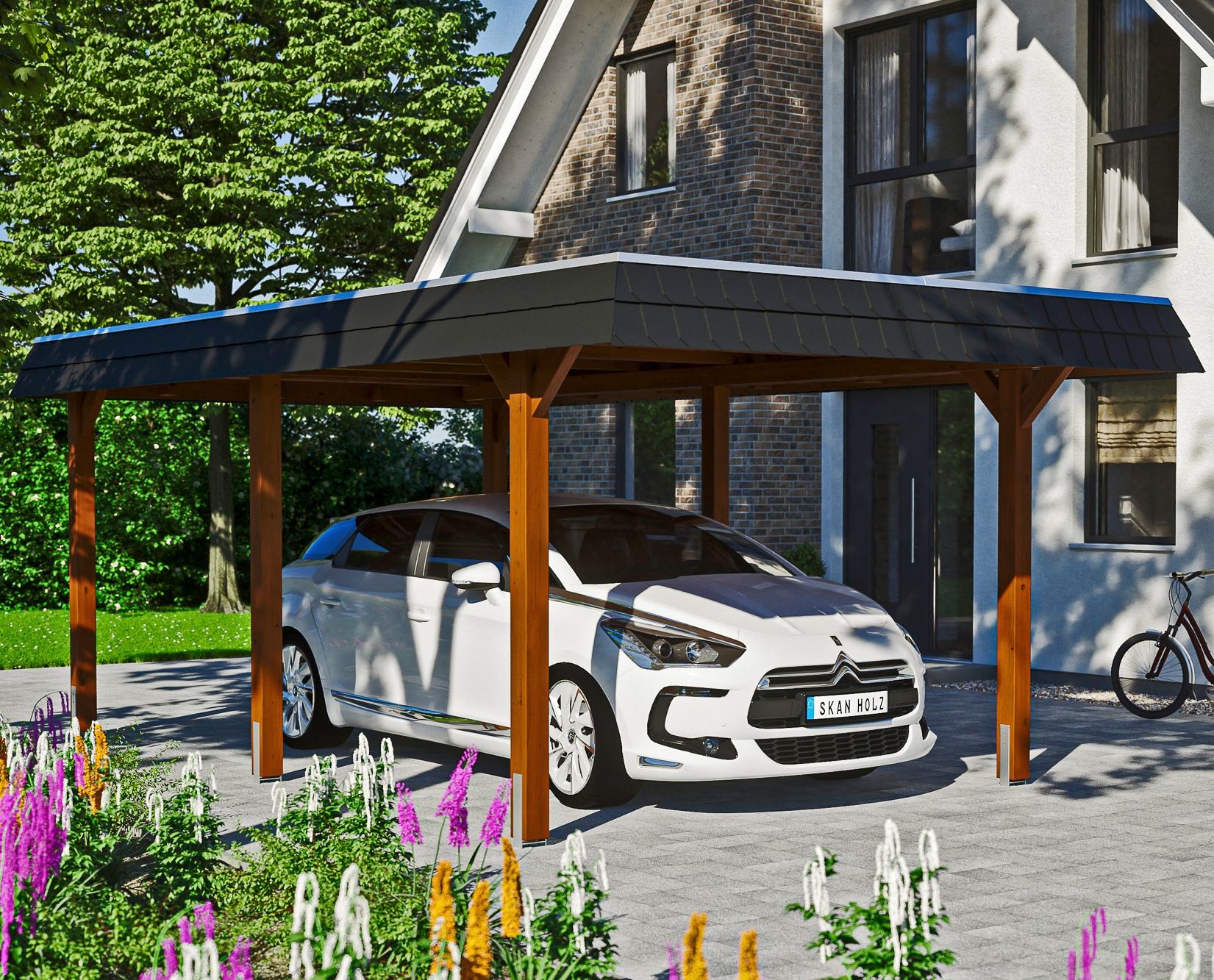 Skanholz Einzelcarport "Wendland" Leimholz 291 cm braun