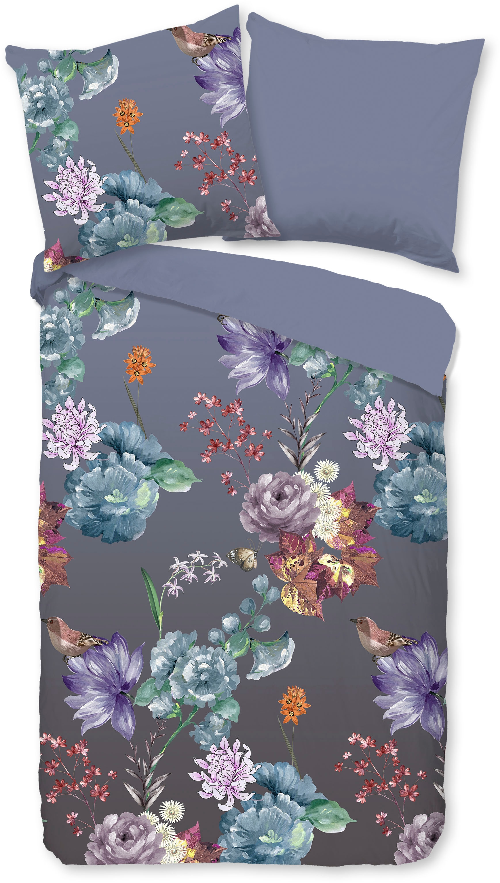 good morning Wendebettwäsche »Quinn1«, Baumwolle, 135x200, 2 Teilig, Reißverschluss, Wendeoptik, Blumen