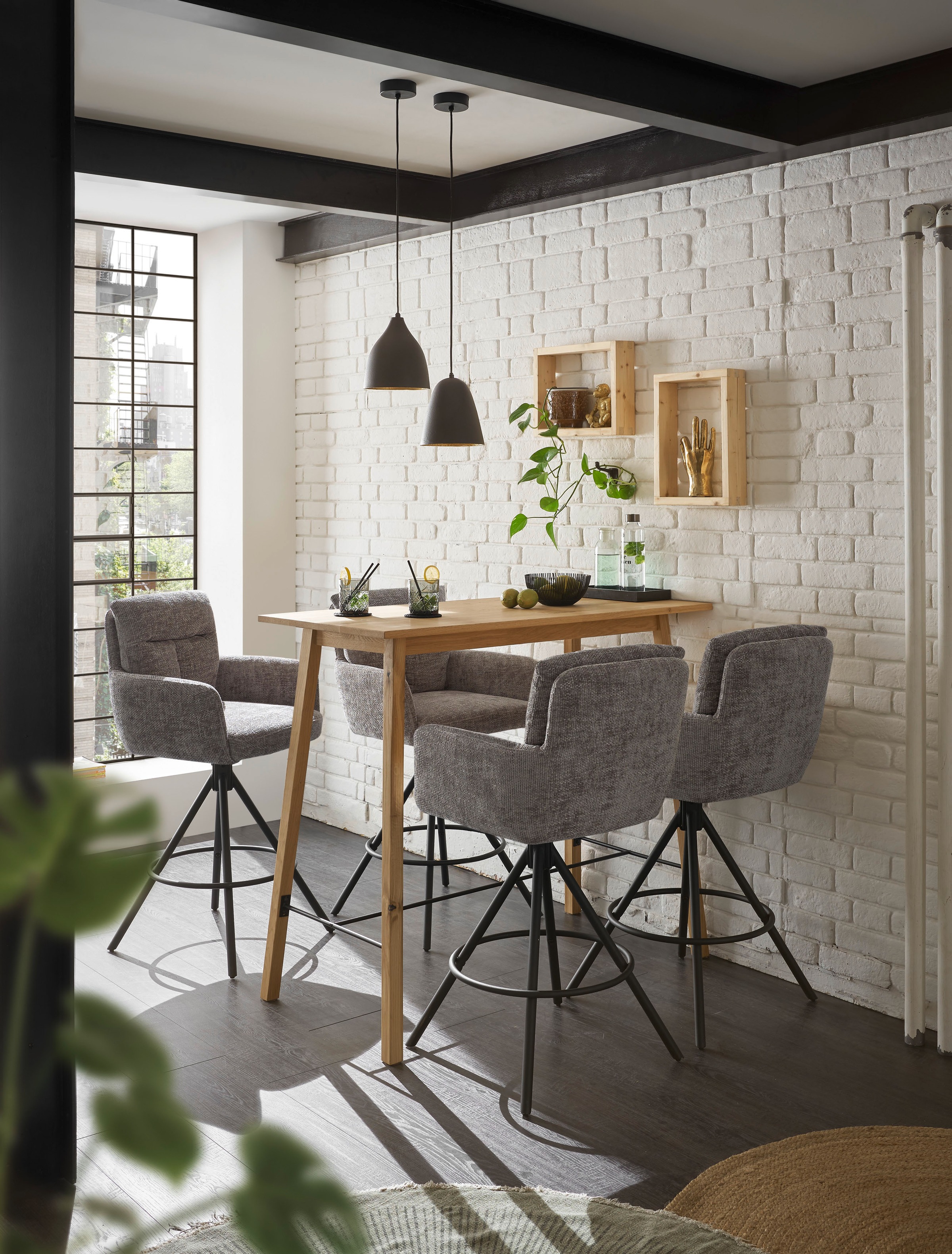 Stolkom Bartisch »Jules Eiche Massivholz geölt, Hochtisch BxHxT 120x104x60 cm«, Skandi Look Eiche Massivholz geölt durchgehende Lamelle