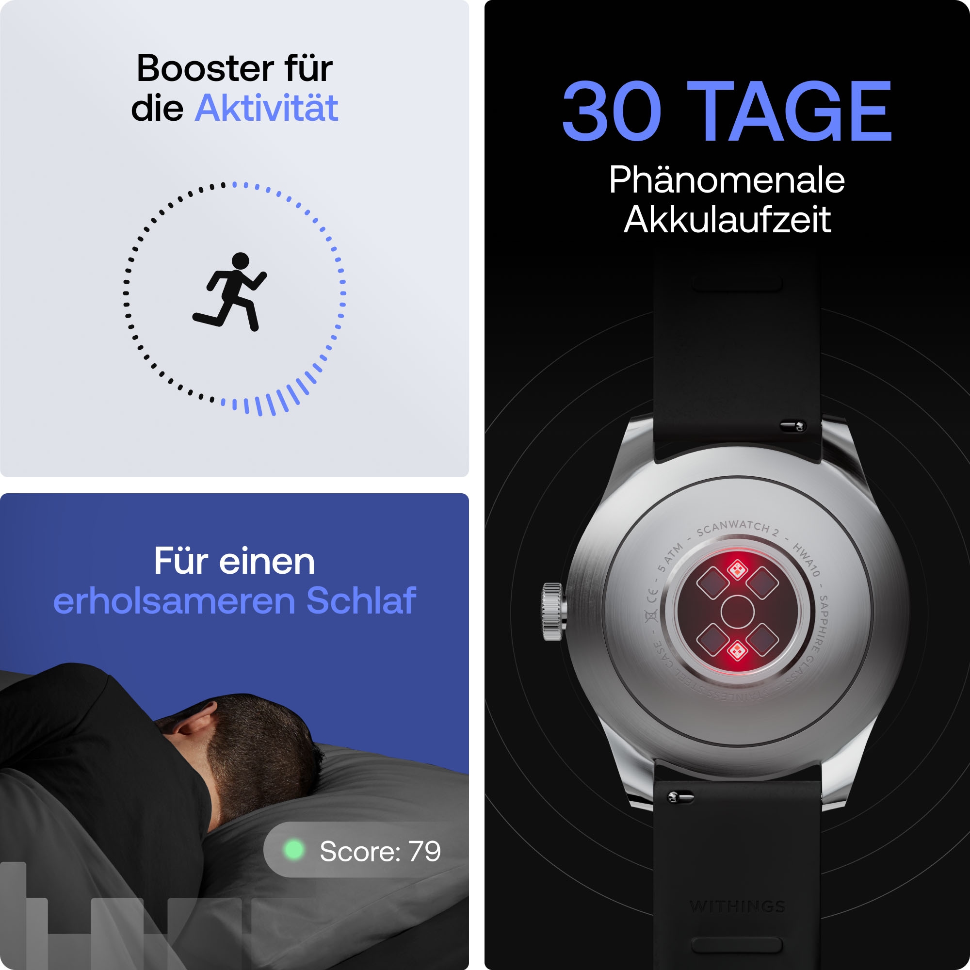 Withings Smartwatch »ScanWatch 2 42mm«, HealthSense OS,)