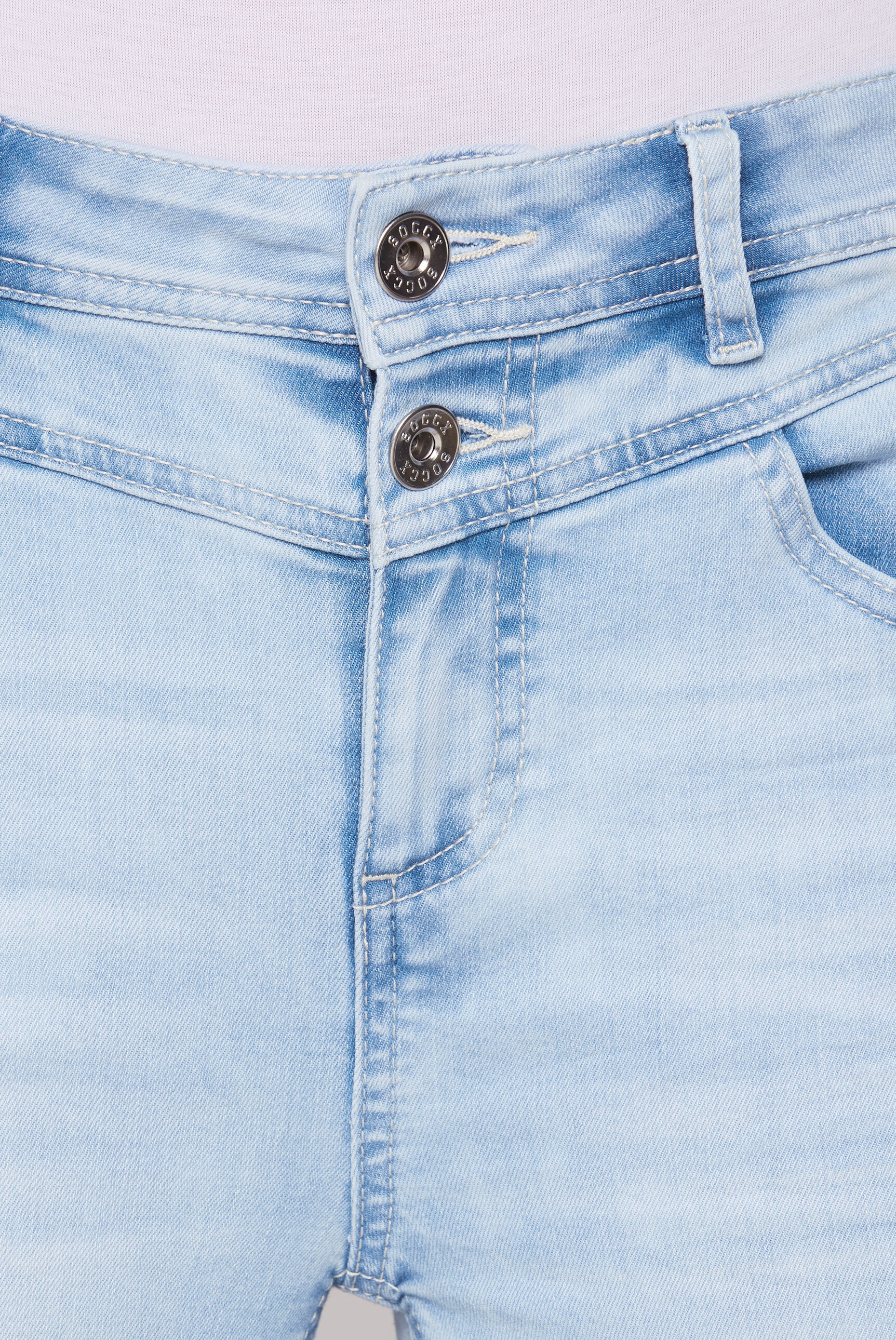SOCCX Jeansshorts, mit zwei Knöpfen am Bund