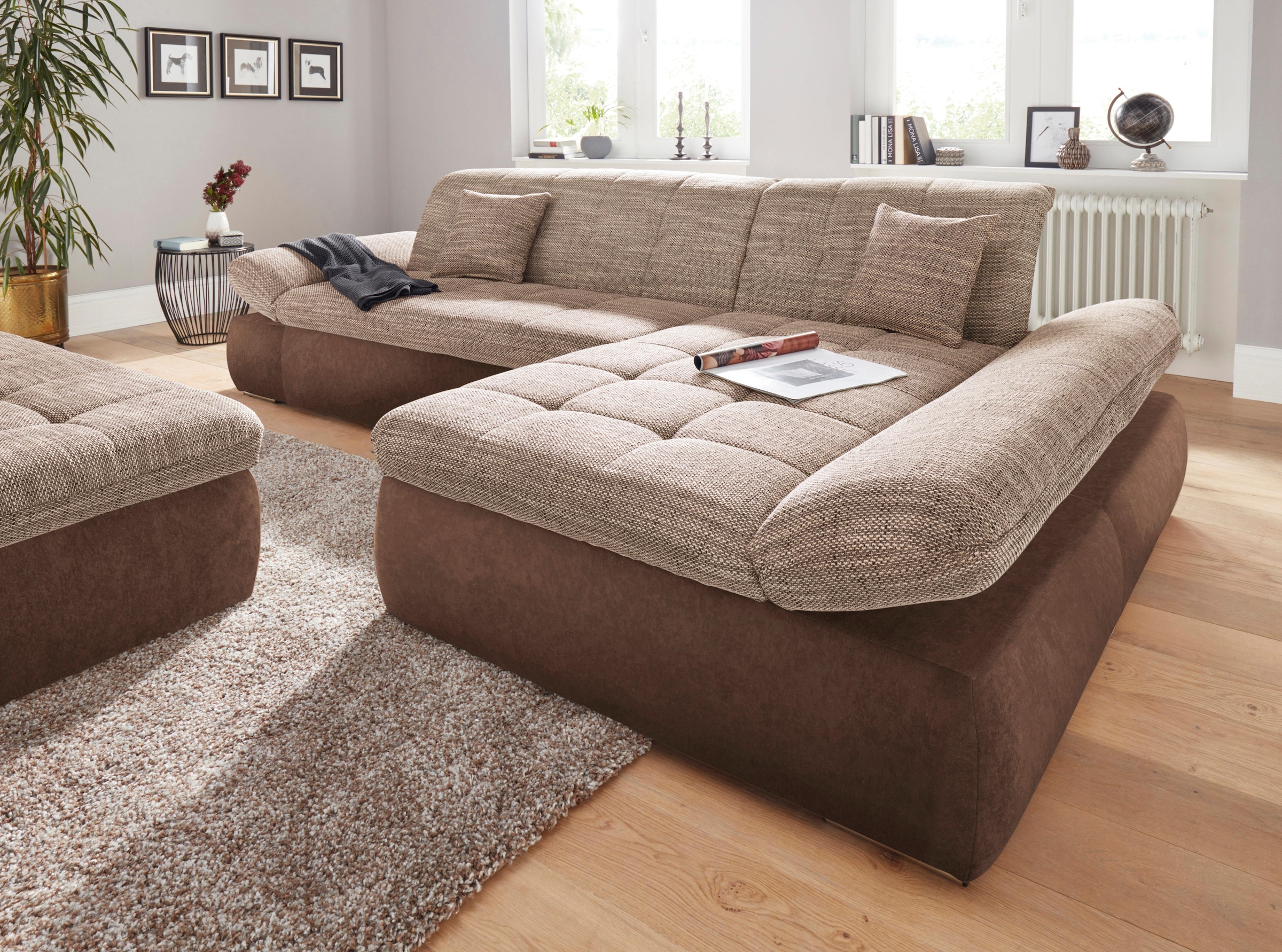 DOMO collection Ecksofa »PB Moric  wahlweise mit Bettfunktion + Armteilverstellung, L-Form« im XXL-Format, B/T/H:300/172/80 cm, feine Steppung